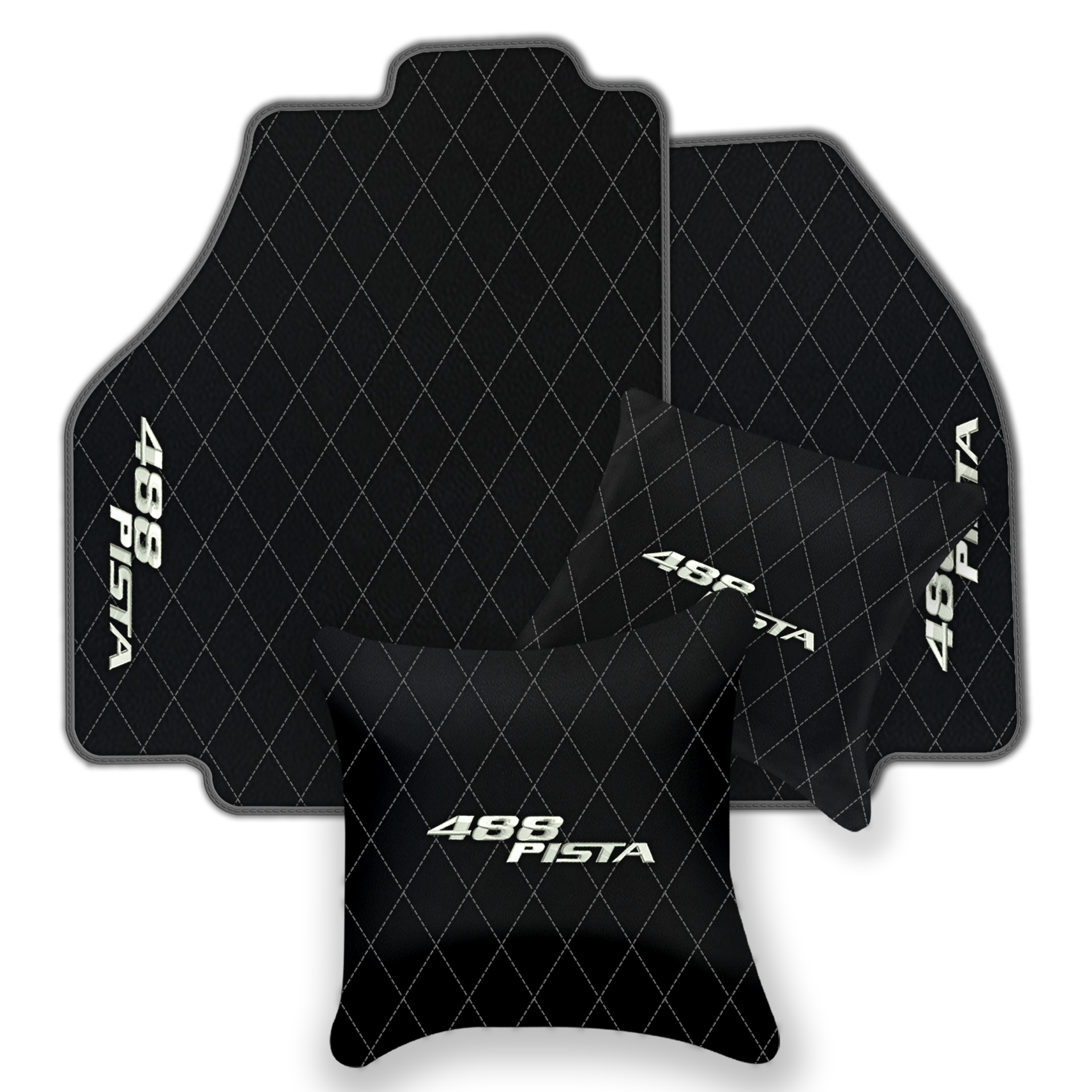 Luxury Black Leather Floor Mats for Ferrari 488 GTB (2016-2022)