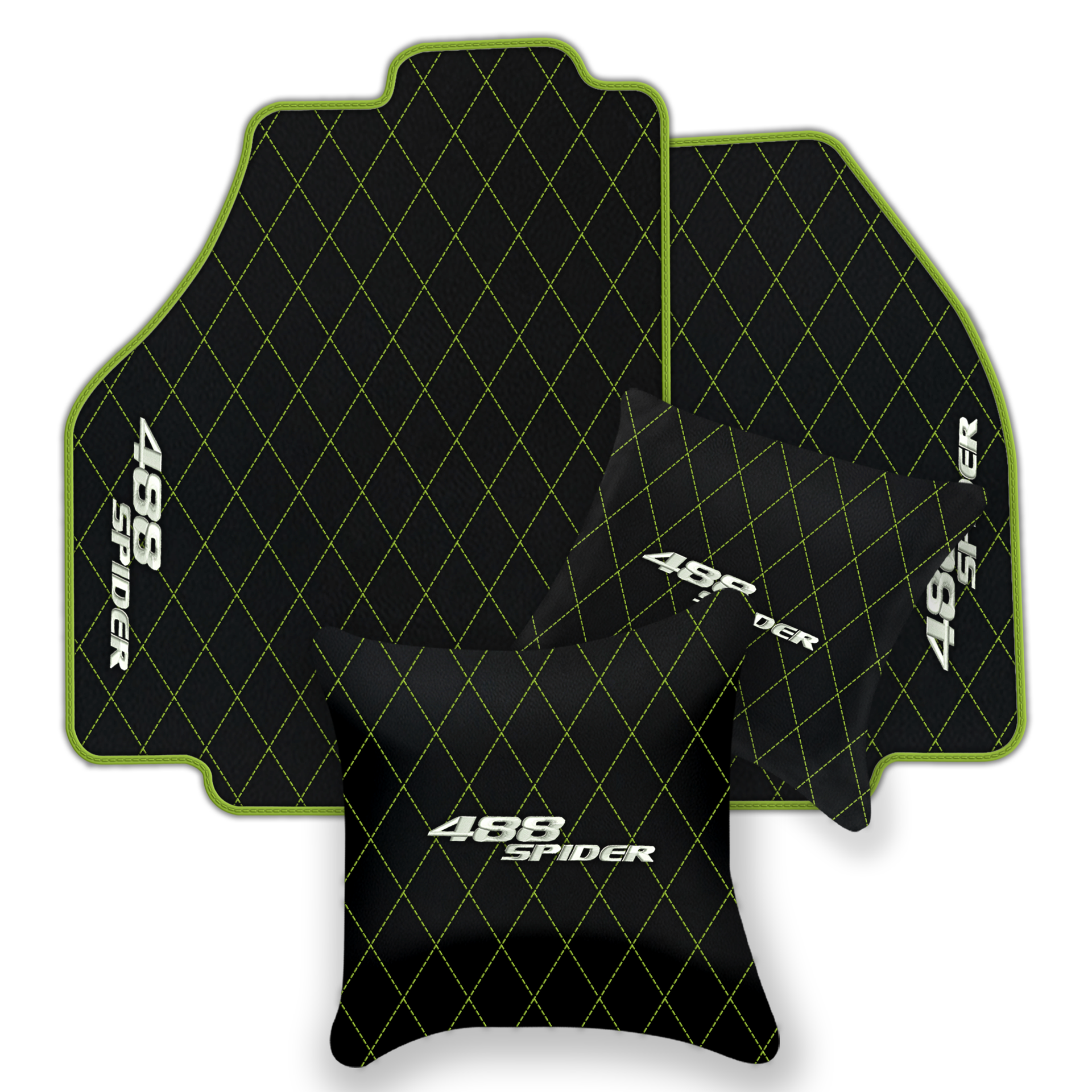 Premium Black Leather Floor Mats for Ferrari 488 Pista Spider