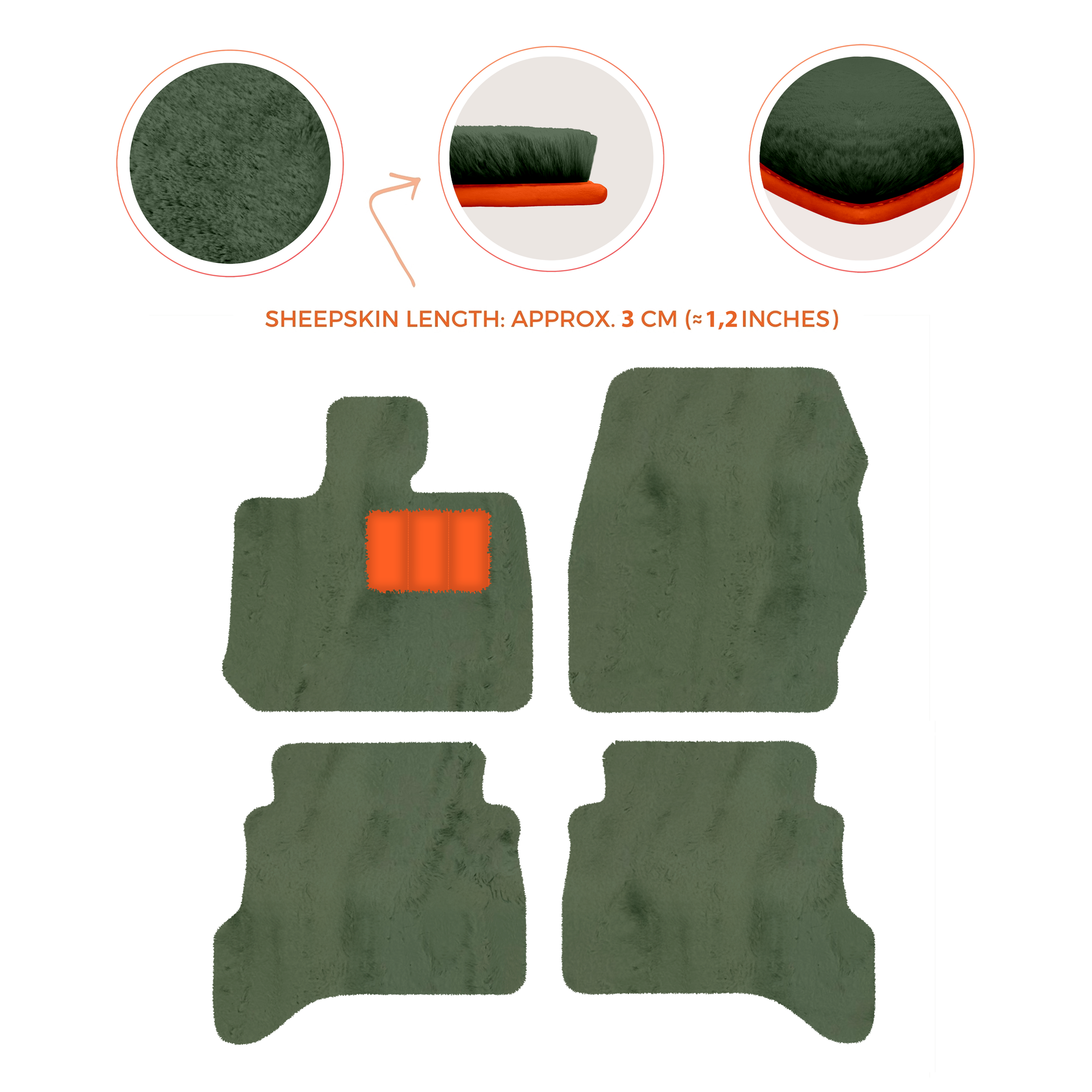 Premium Sheepskin Floor Mats for Land Rover Defender 90 (2007-2020)