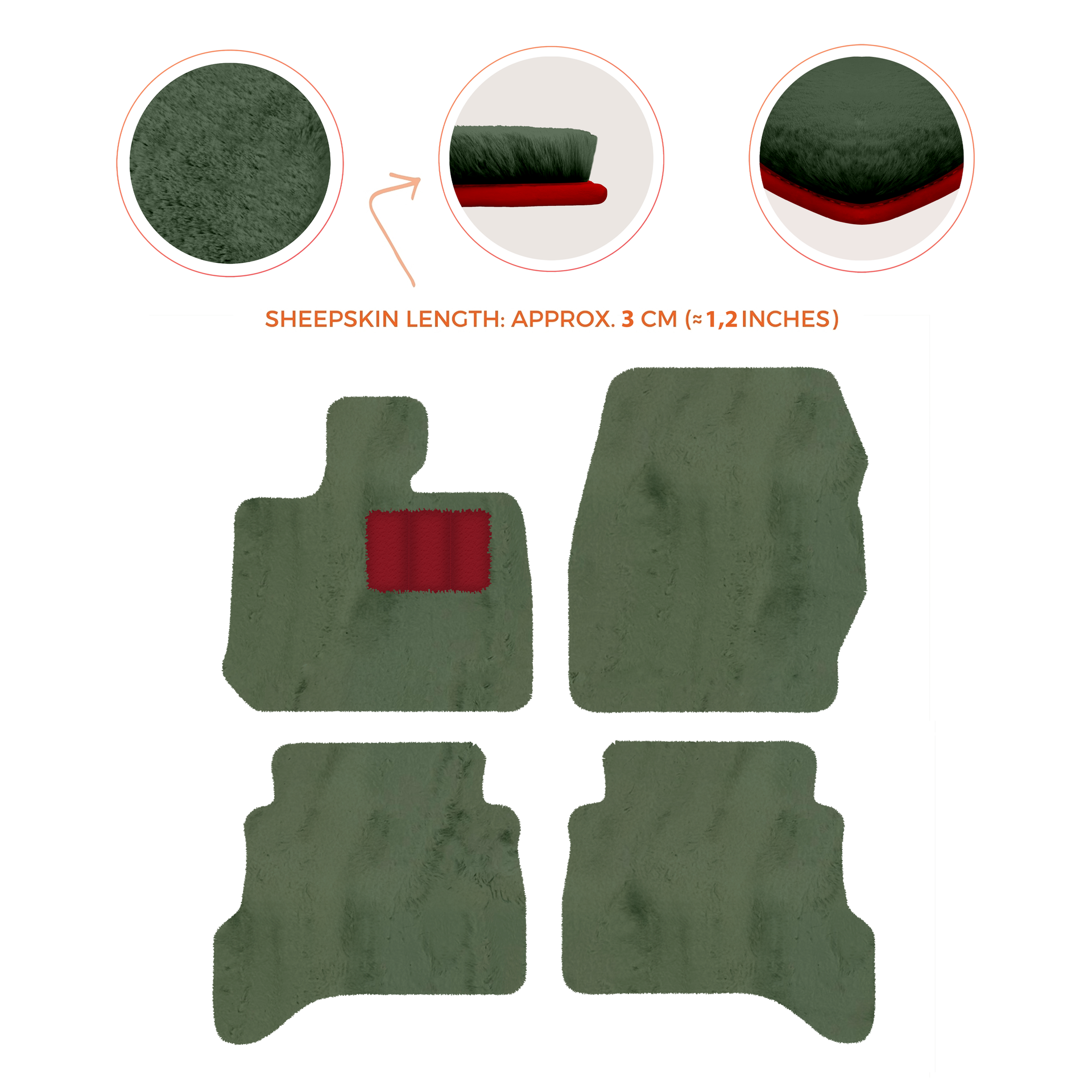 Premium Sheepskin Floor Mats for Land Rover Defender 90 (2007-2020)