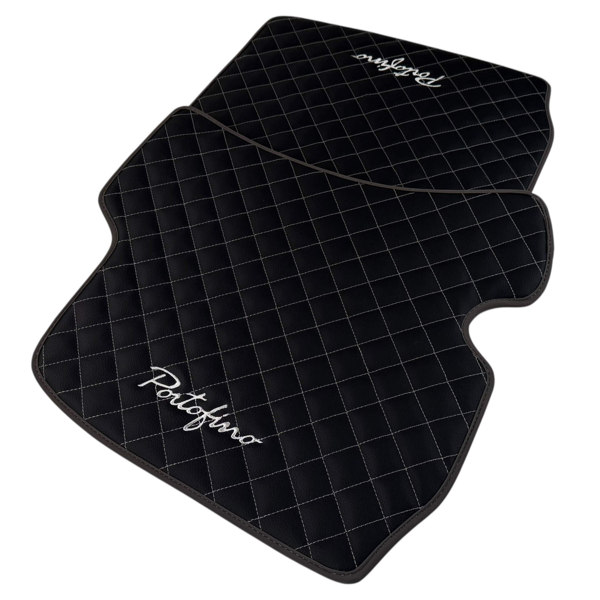 Premium Black Leather Floor Mats for Ferrari Portofino 2018-2023