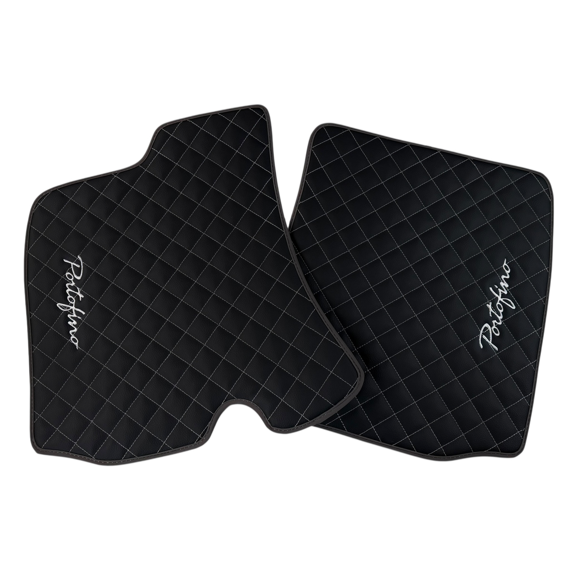 Premium Black Leather Floor Mats for Ferrari Portofino 2018-2023