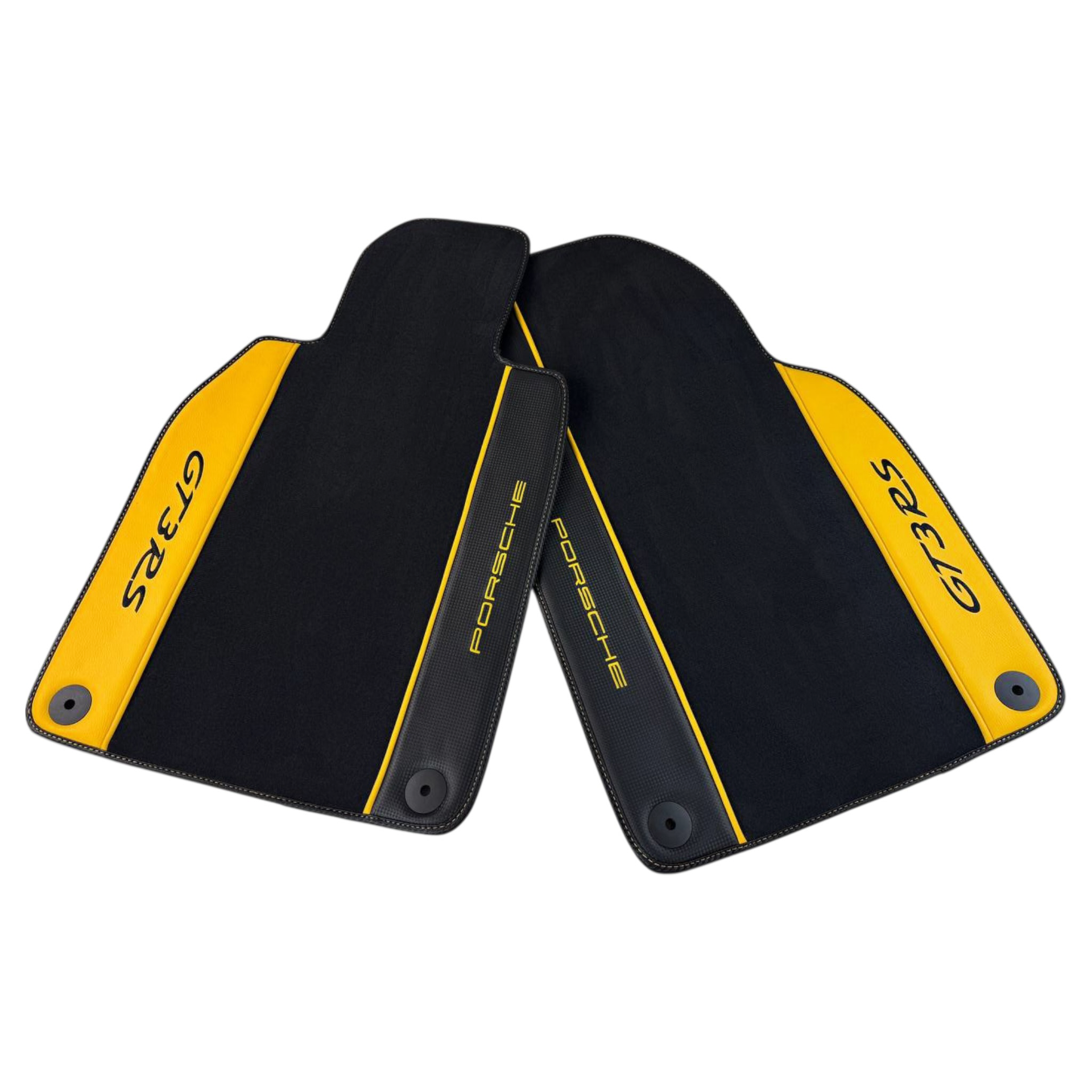 Black Floor Mats for Porsche 911 GT3 RS (2022-2026) with Yellow Leather