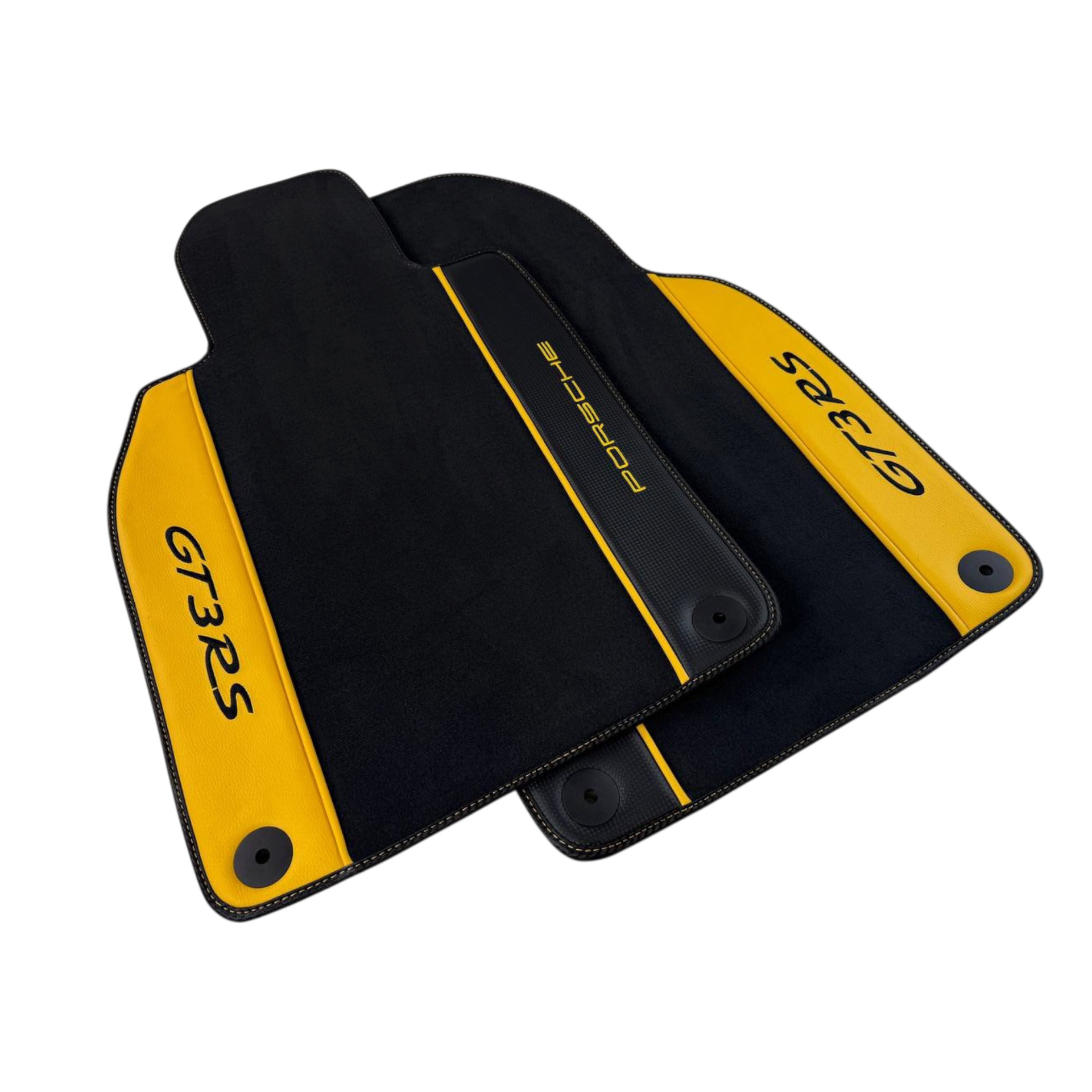 Black Floor Mats for Porsche 911 GT3 RS (2022-2026) with Yellow Leather