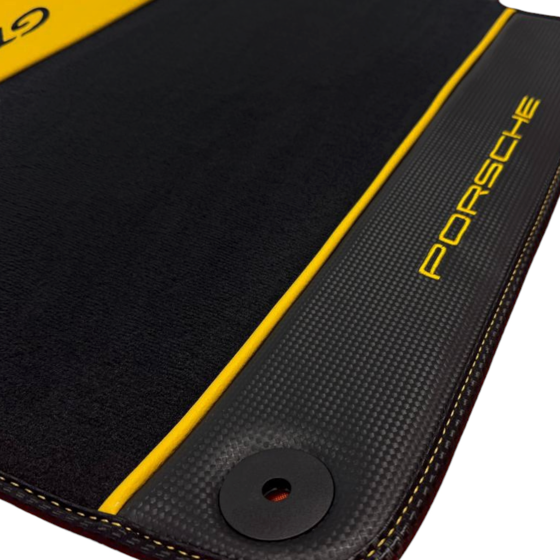 Black Floor Mats for Porsche 911 GT3 RS (2022-2026) with Yellow Leather