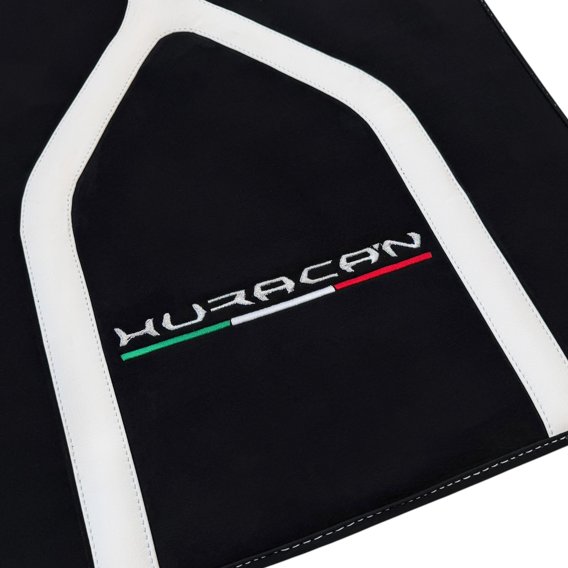 Lamborghini Huracan Floor Mats with Italian Flag and Logo in Orange Embroidery