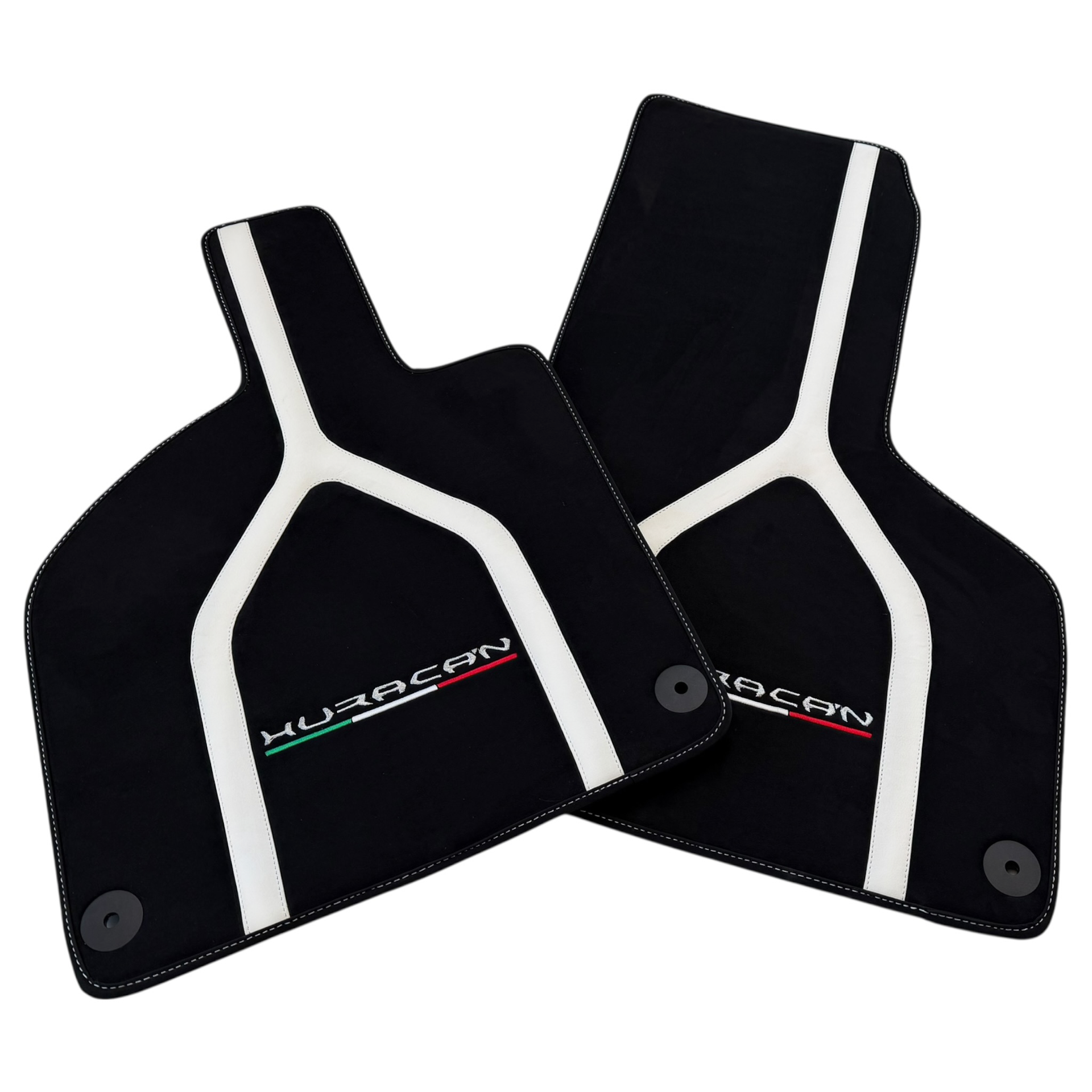 Lamborghini Huracan Floor Mats with Italian Flag and Logo in Orange Embroidery