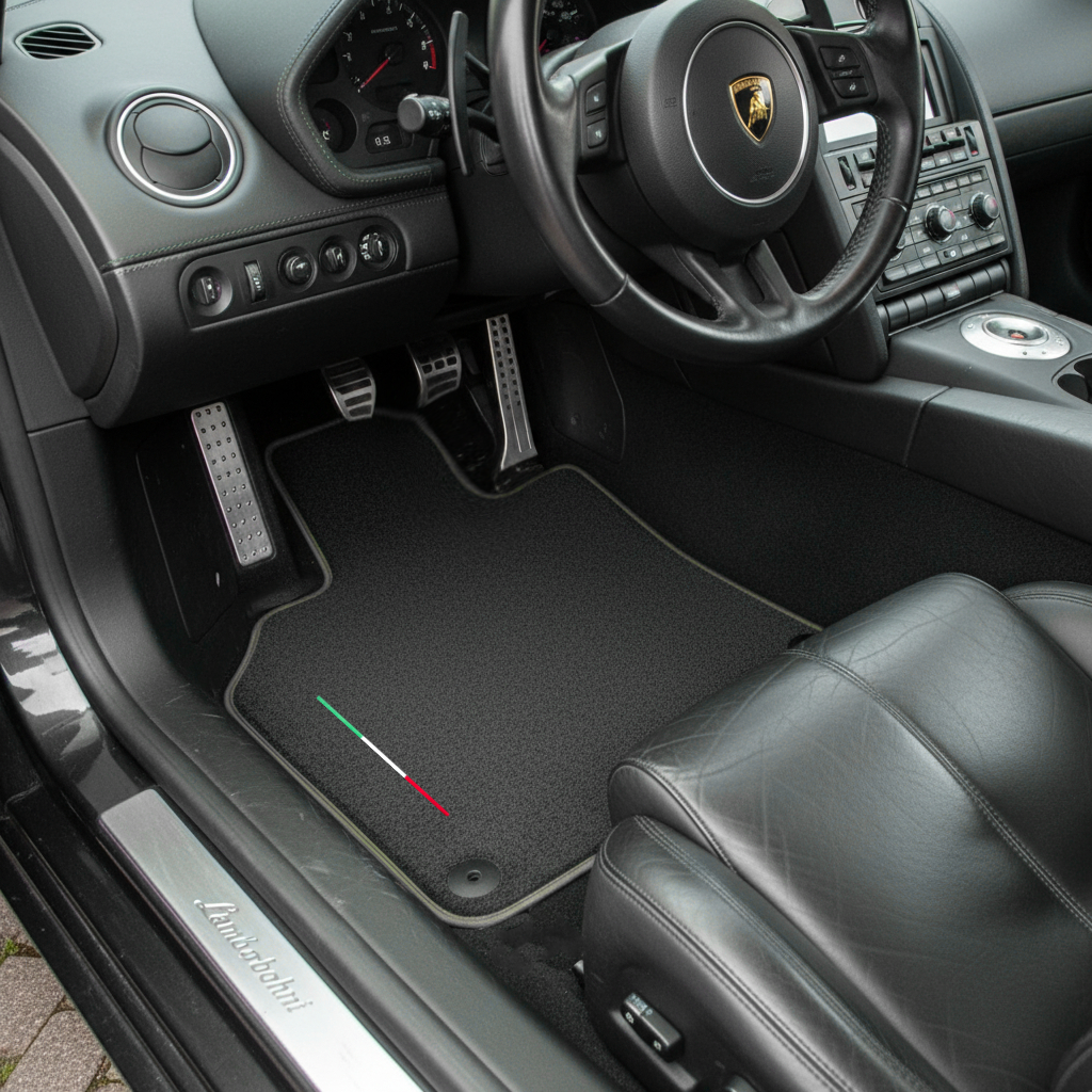 Customizable Leather Floor Mats with Single Diamond Pattern for Lamborghini Gallardo (2004-2014) - AutoWin