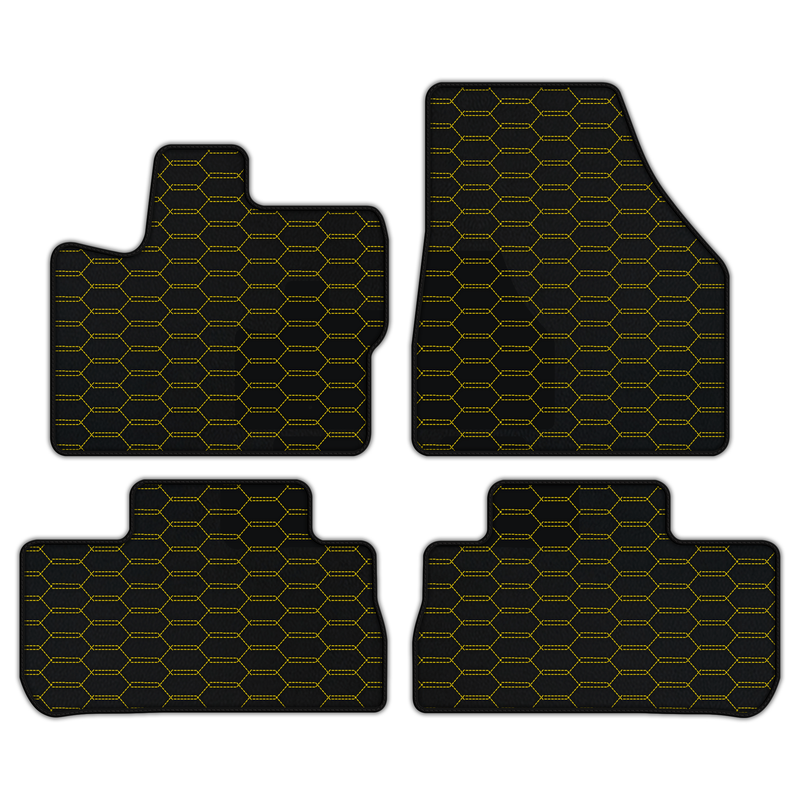 Customizable Leather Floor Mats with Interlaced Hex Pattern for Land Rover Freelander (2007-2012)