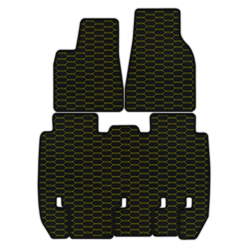 Customizable Leather Floor Mats with Interlaced Hex Pattern for Tesla Model X - 5 Seats (2016-2025)