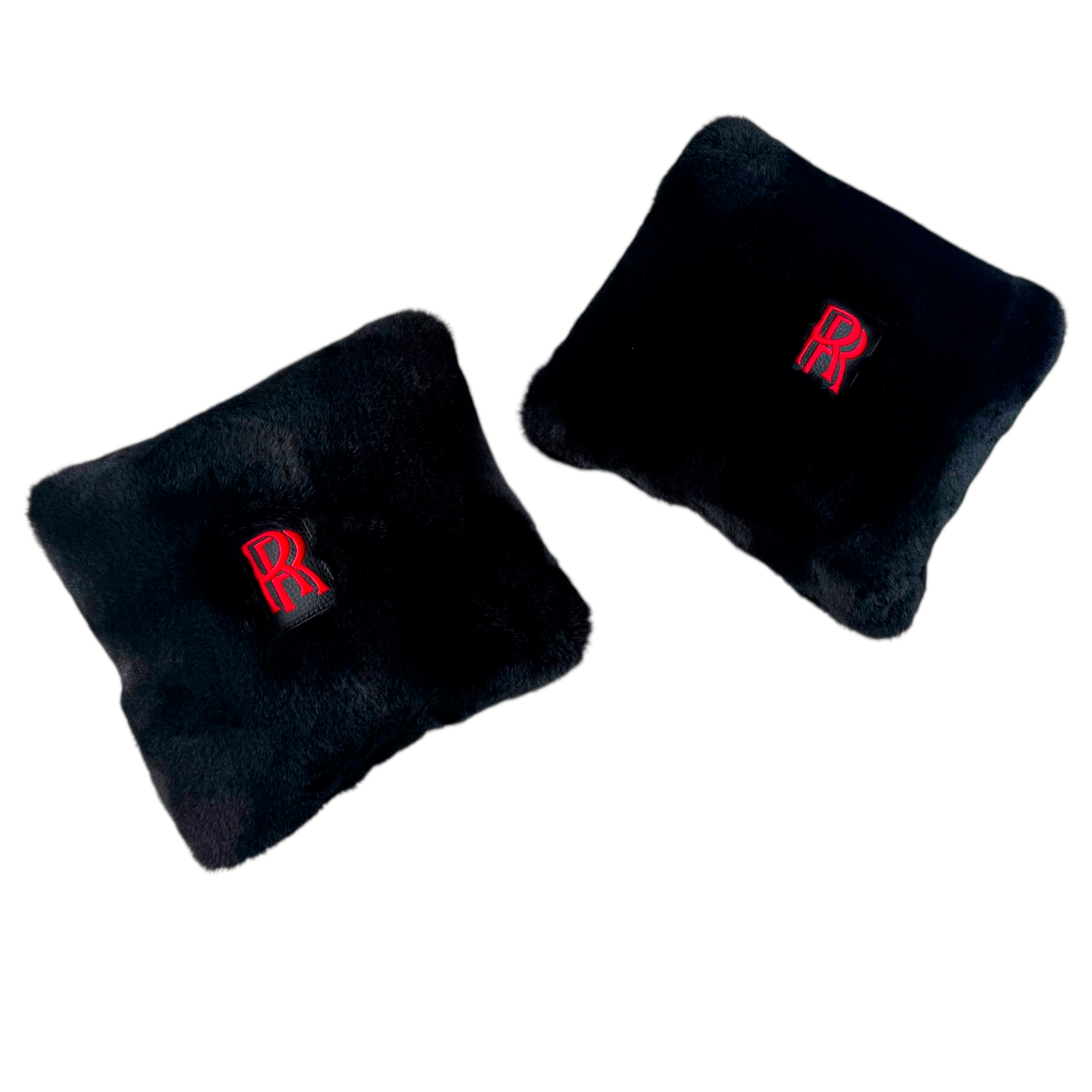 Black Sheepskin Pillows Design Set of 2 for Rolls-Royce Vehicles