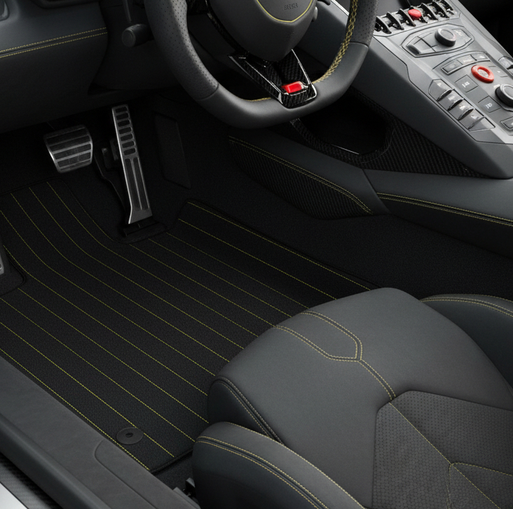 Customizable Leather Floor Mats with Divario Pattern for Lamborghini Aventador (2012-2022) - AutoWin