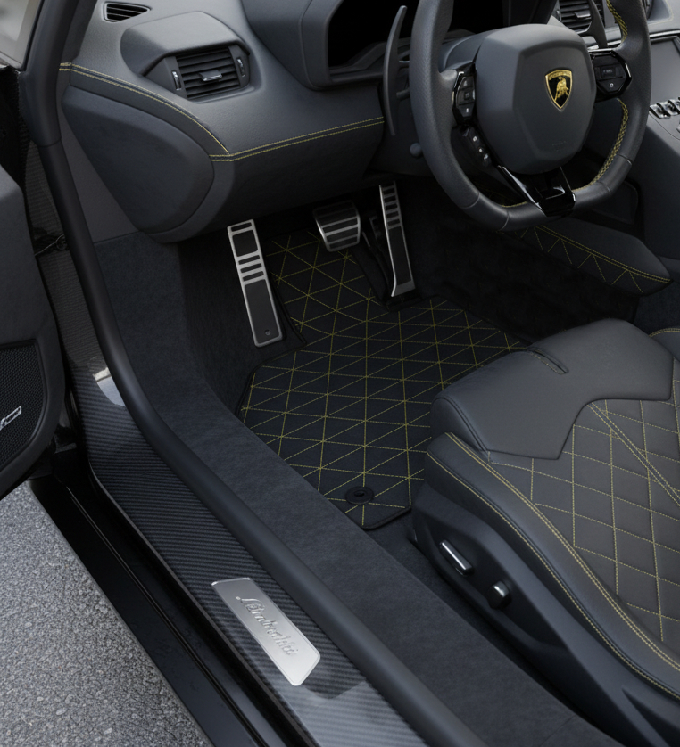 Customizable Leather Floor Mats with Divario Pattern for Lamborghini Aventador (2012-2022) - AutoWin
