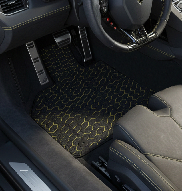 Customizable Leather Floor Mats with Divario Pattern for Lamborghini Aventador (2012-2022) - AutoWin