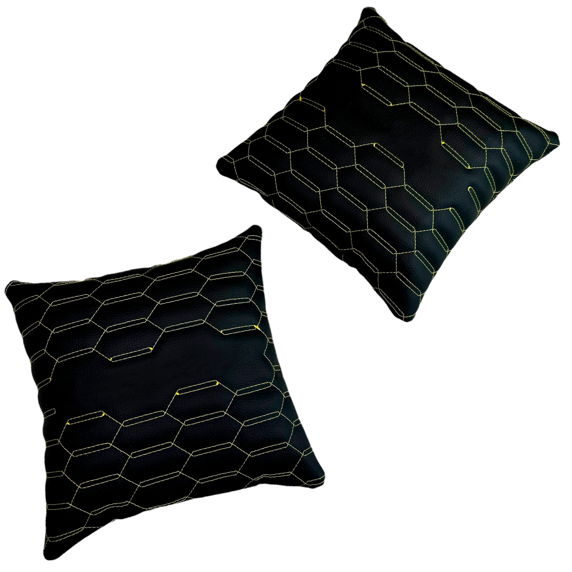 Customizable Black Leather Pillows Set of 2 | Yellow Sewing