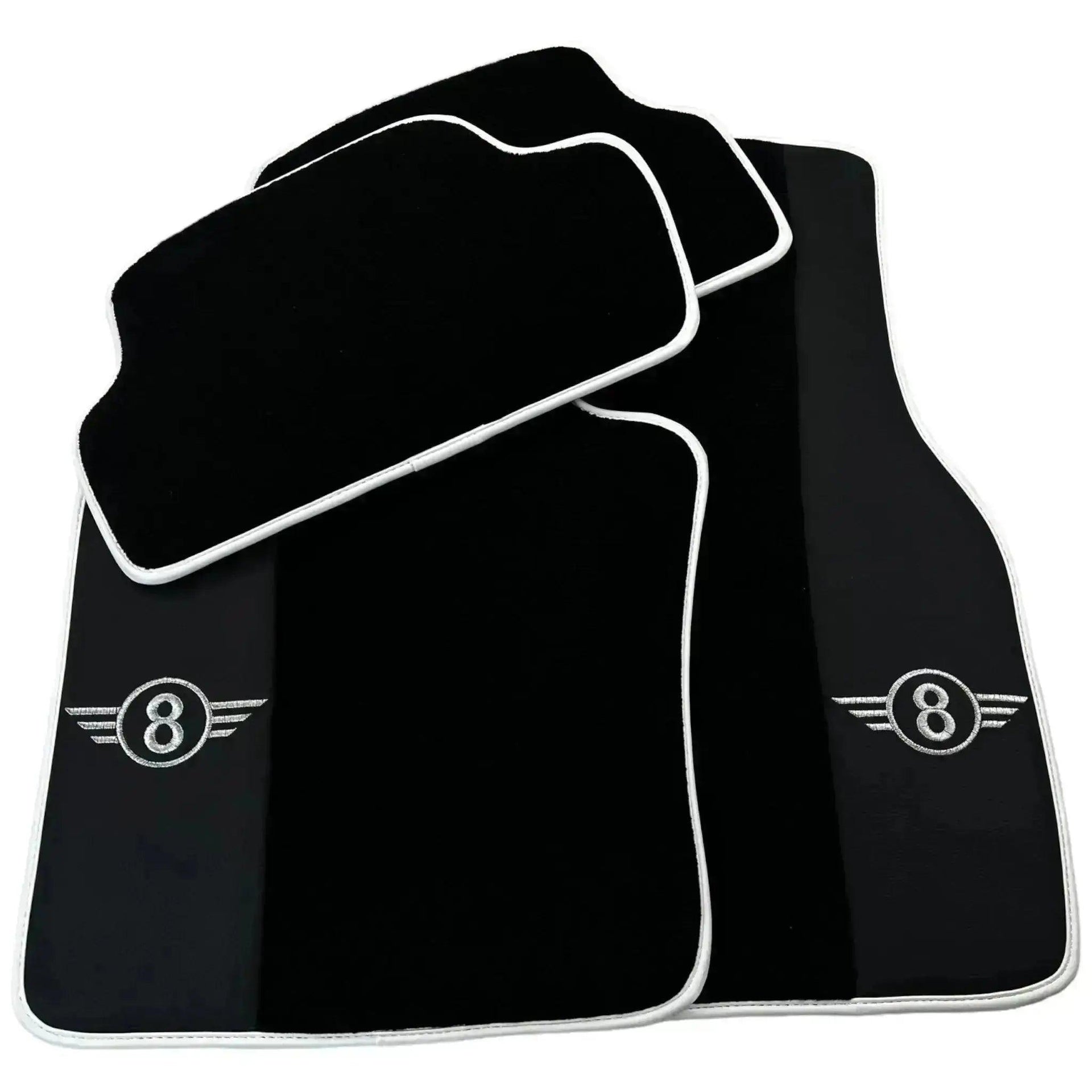 Black Floor Mats for Mini Cooper / One R50 (2001-2007) with Leather | White Trim - AutoWin