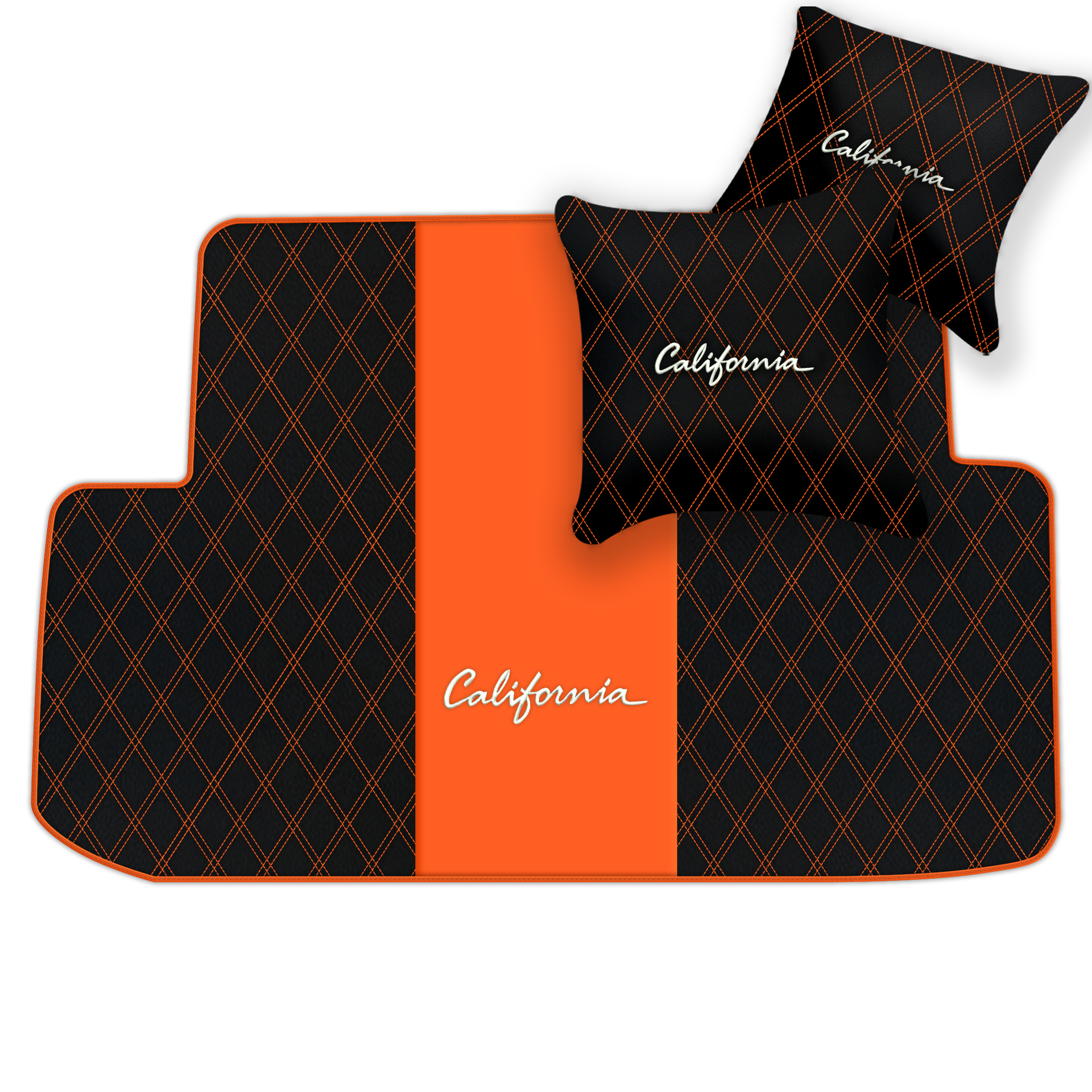 Orange Stitching Black Leather Floor Mats for Lamborghini Urus