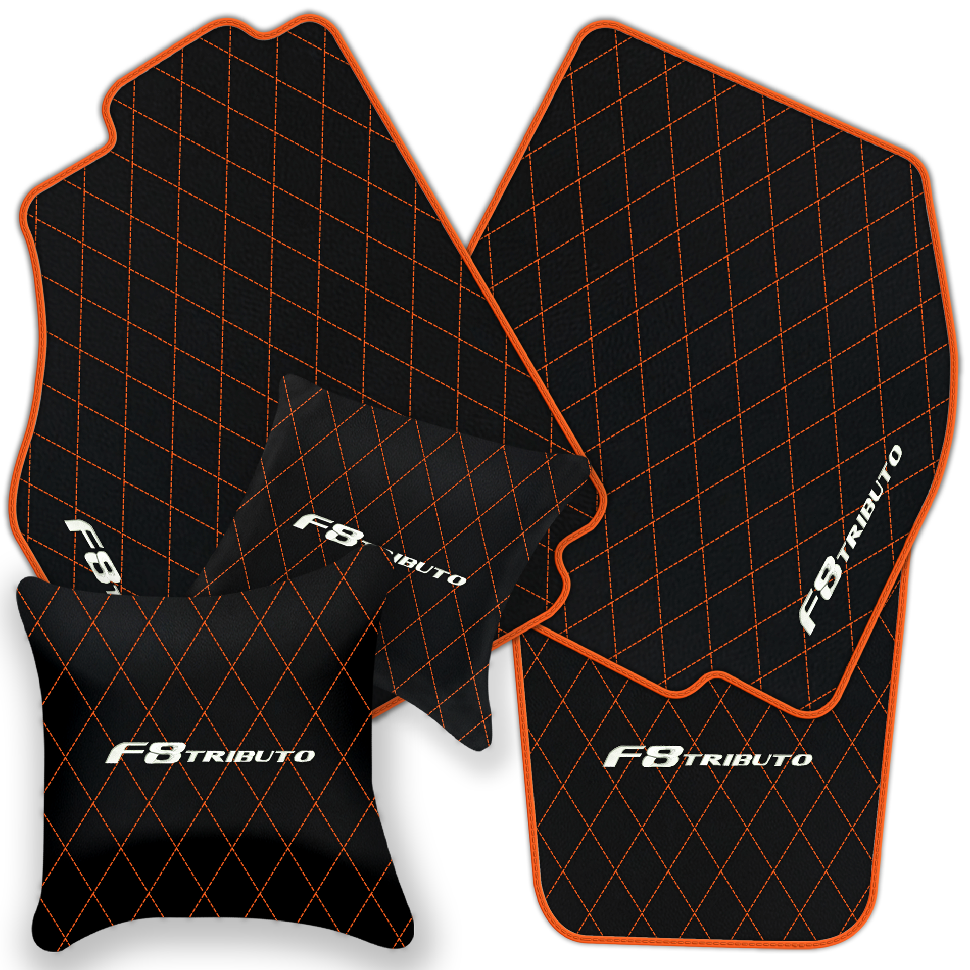 Premium Black Leather Floor Mats for Ferrari F8 Spider (2019-2023)