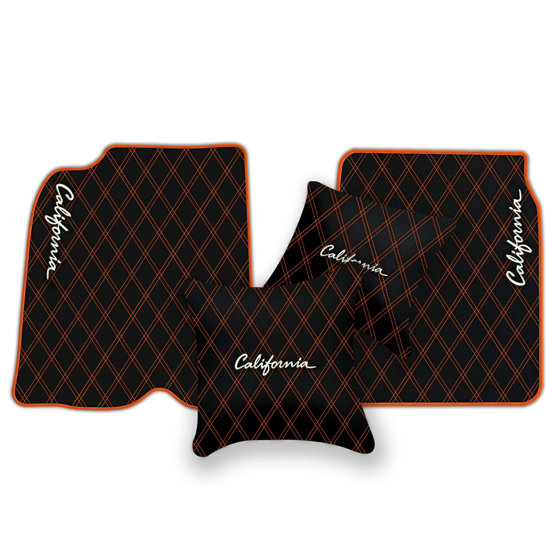 Orange Stitching Black Leather Floor Mats for Lamborghini Urus