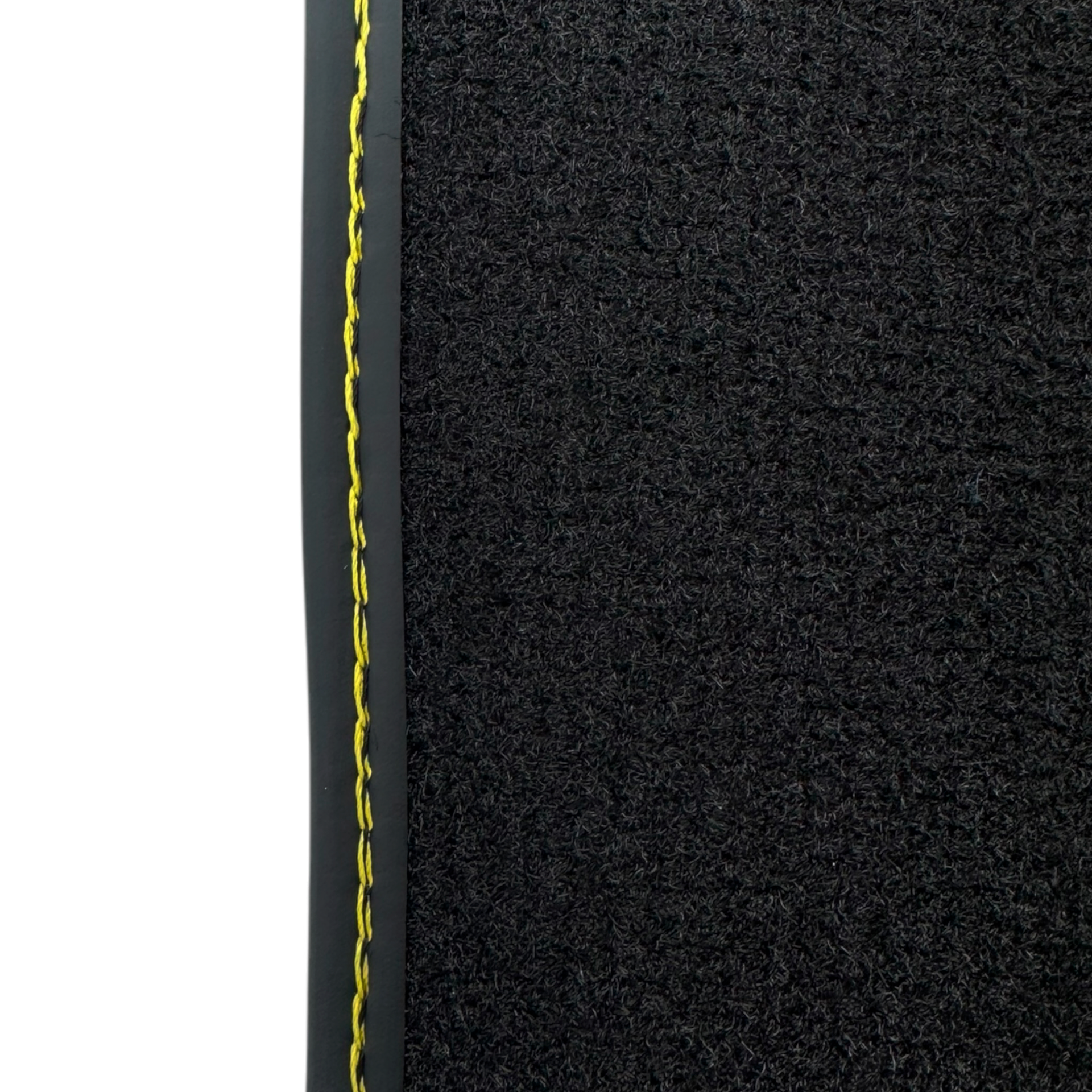 Black Floor Mats for Ferrari FF (2011-2016) with Leather Border | Yellow Edition