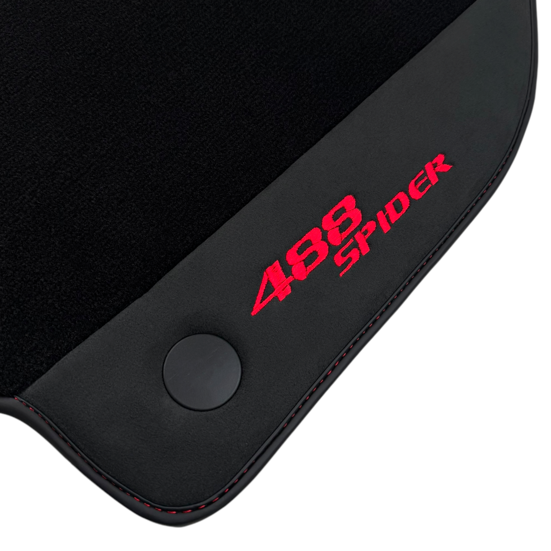 Black Floor Mats for Ferrari 488 Spider (2016-2022) with Alcantara | Red Sewing