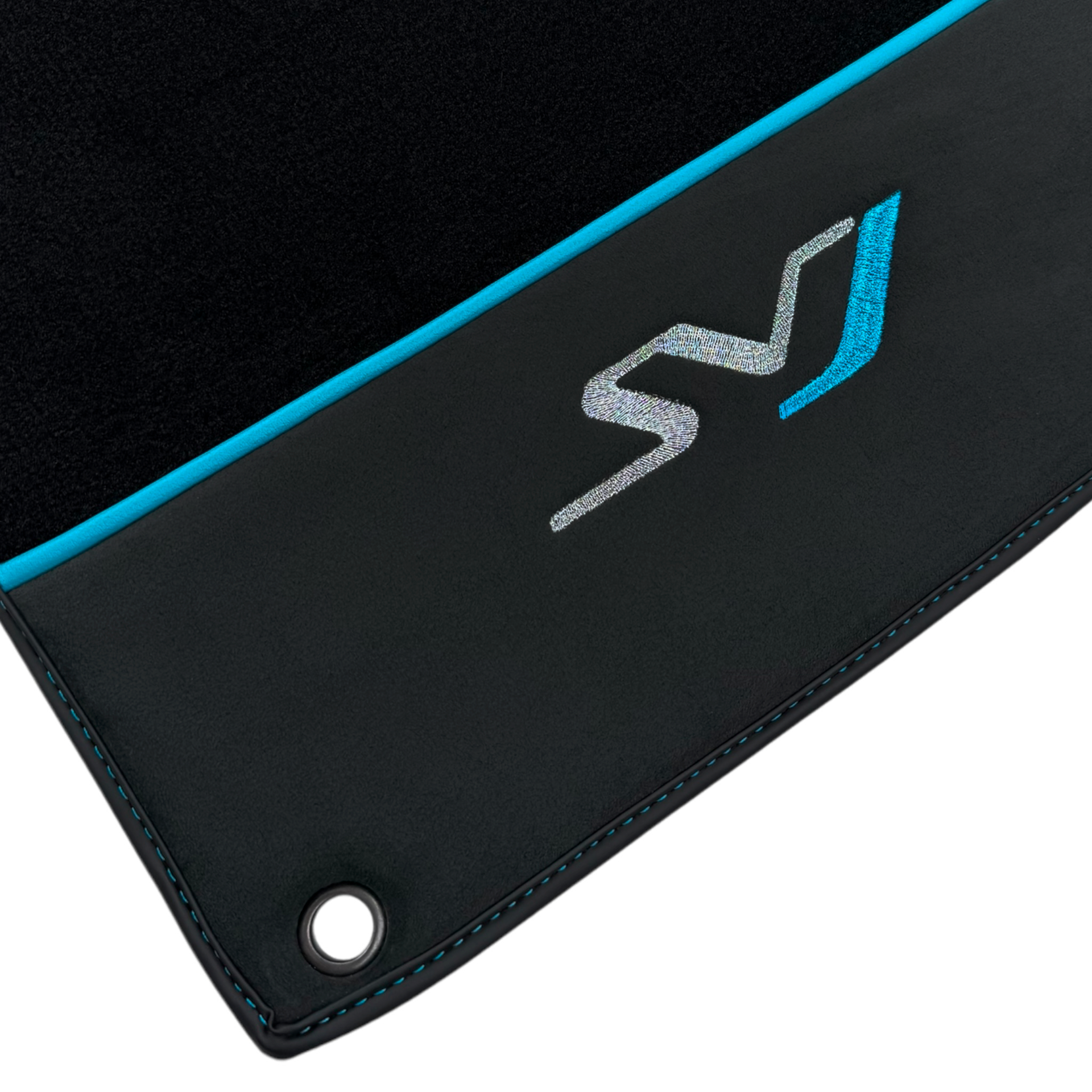 Black Floor Mats for Lamborghini Aventador SVJ with Alcantara Leather