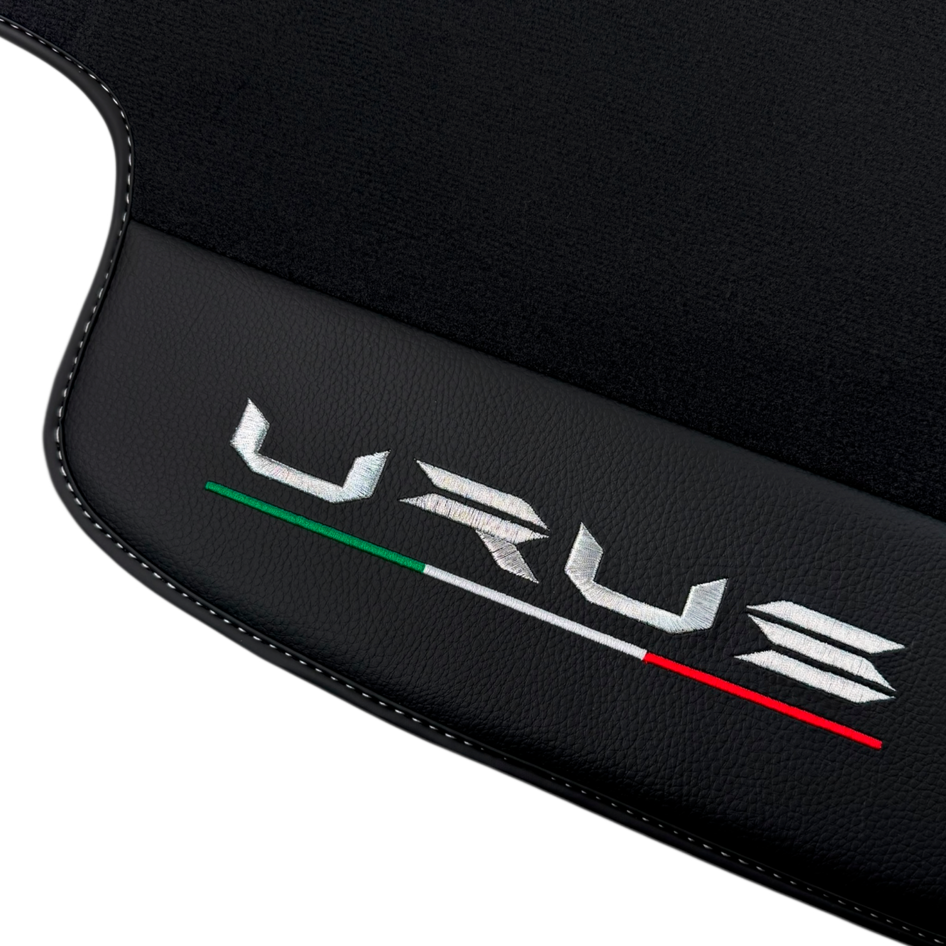 Black Floor Mats for Lamborghini Urus with Carbon Fiber Leather