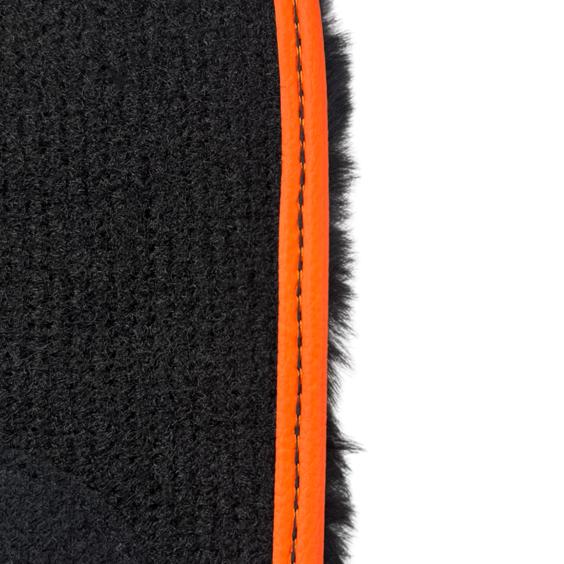 Black Sheepskin Floor Mats for Rolls-Royce Spectre (2023-2024) Orange Leather Trim