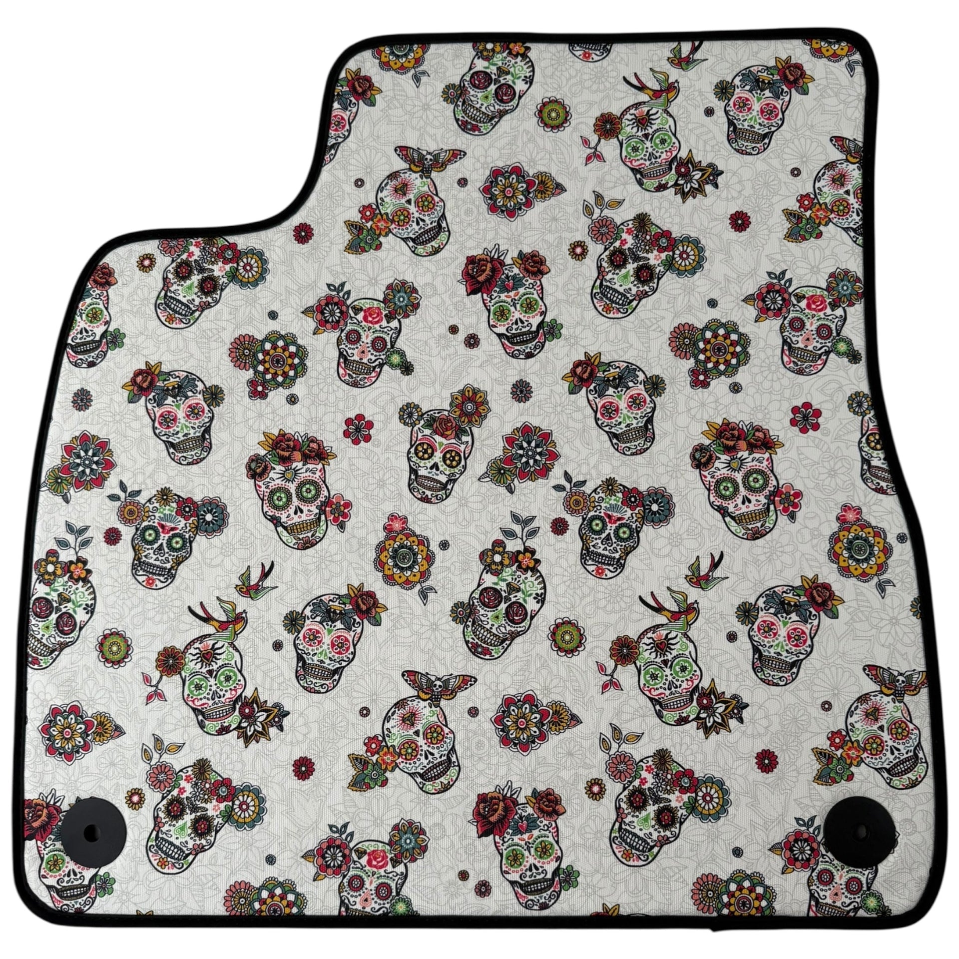 White Floral Skull Design Car Floor Mats for Lamborghini Urus (2018-2026)