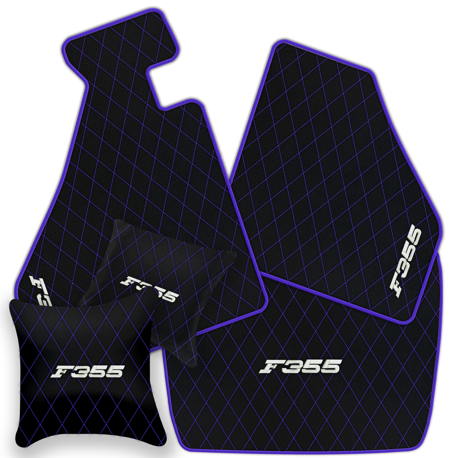 Luxury Black Leather Floor Mats for Ferrari 488 Spider (2016-2022)