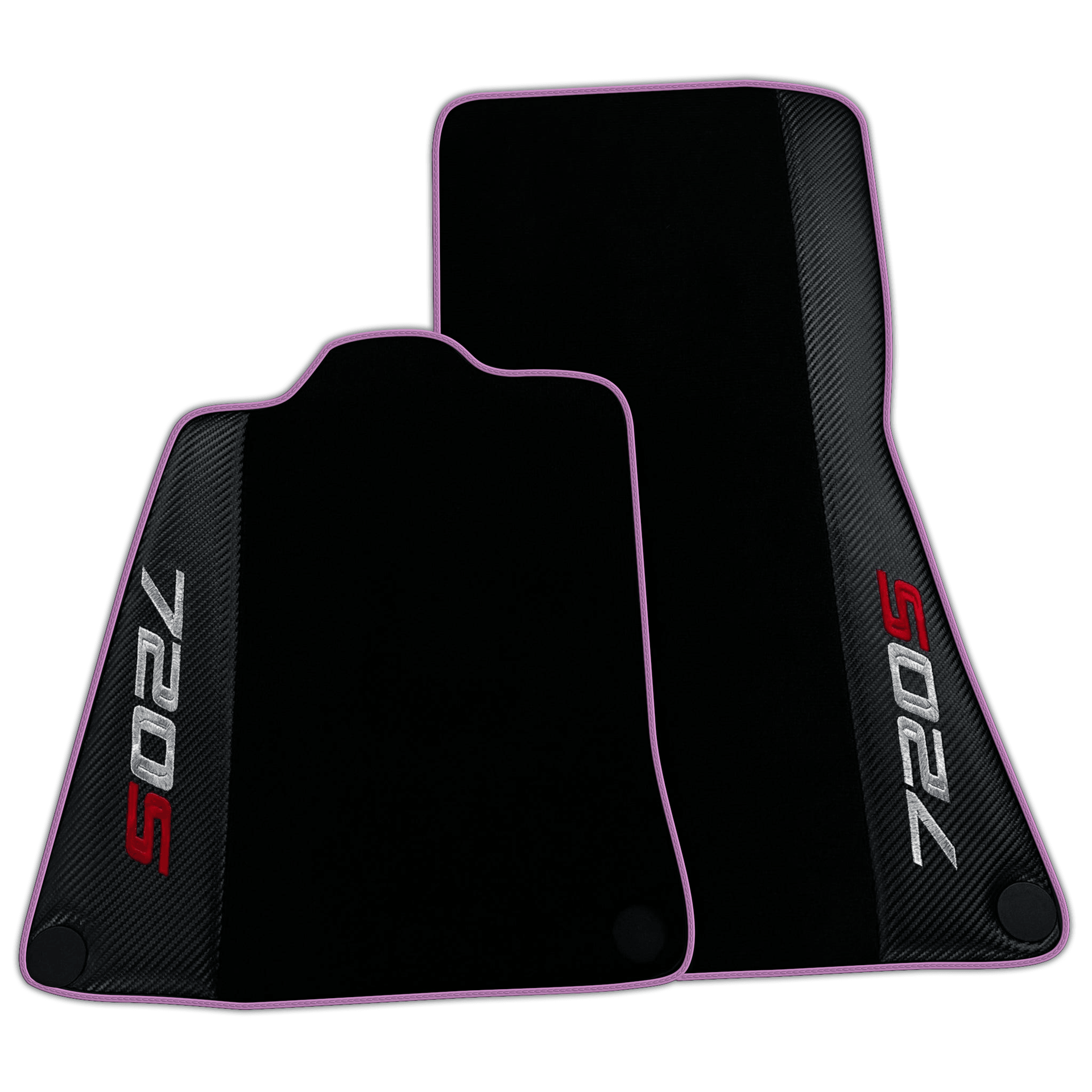 Black Floor Mats for McLaren 720S with Carbon Fiber | Various Trim Colors