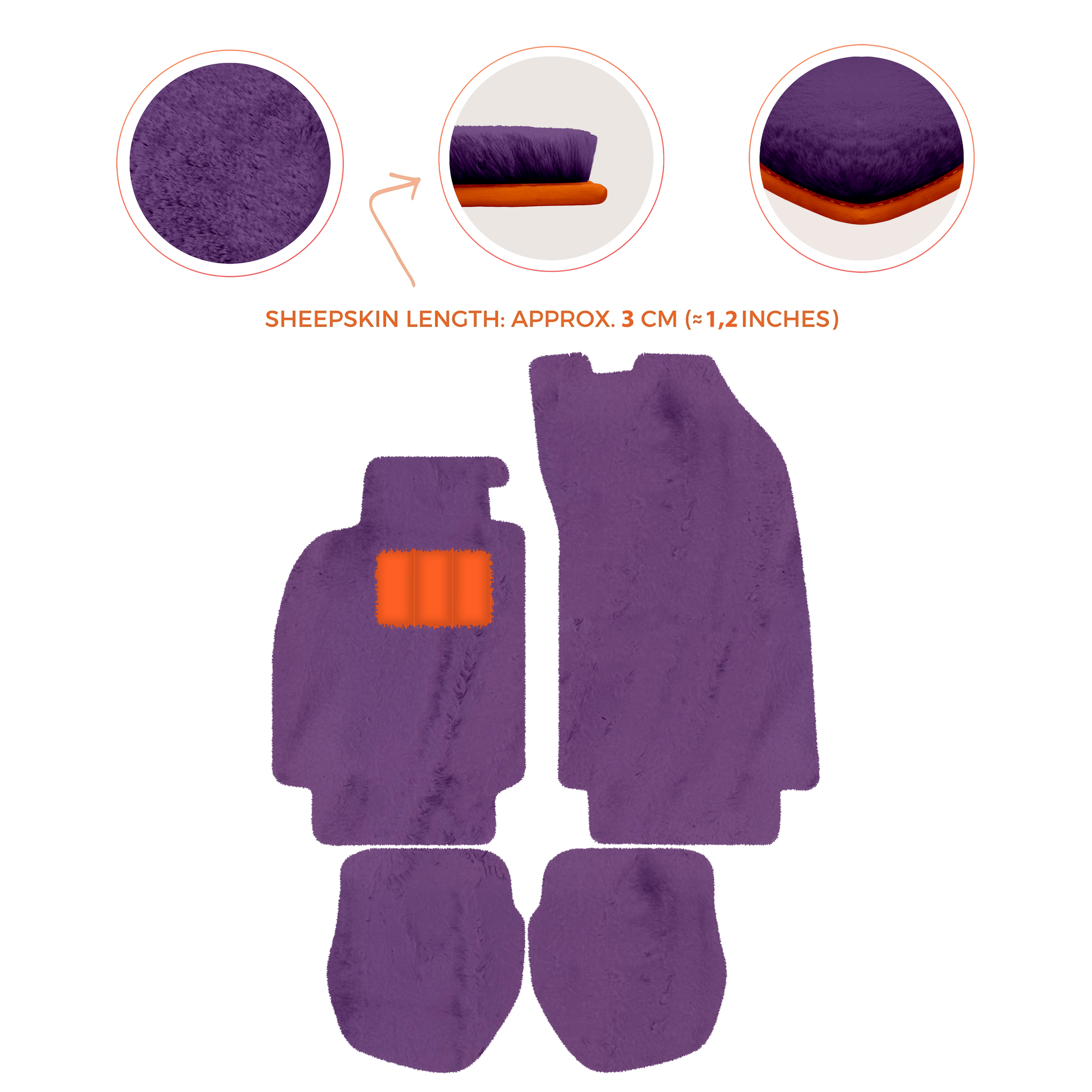 Sheepskin Floor Mats for Porsche 911 - 964 (1989-1994) - Sheepskin Length, Various Color Options - AutoWin