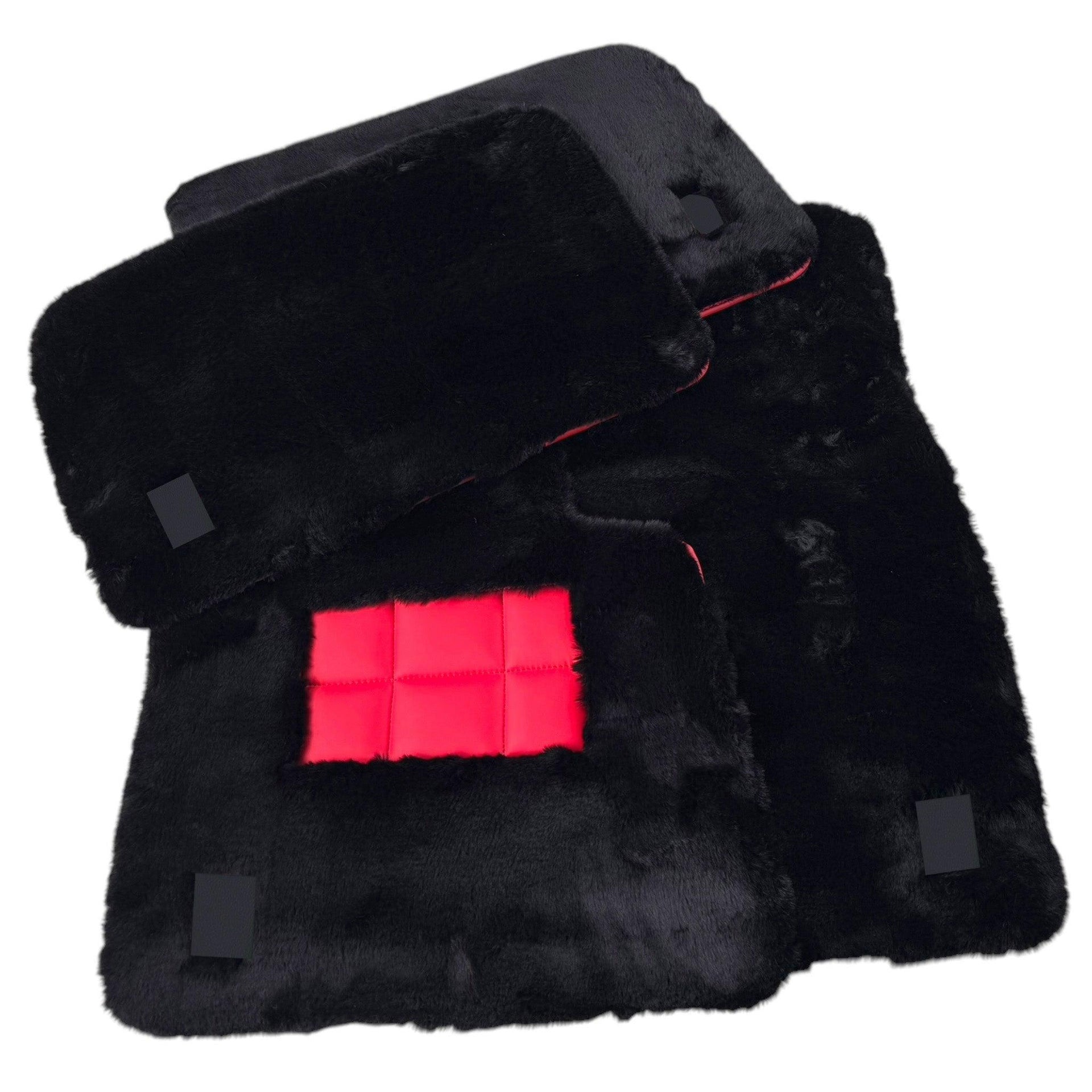 Black Sheepskin Floor Mats for Rolls Royce Phantom VIII (2017-2024) Various Leather Colors