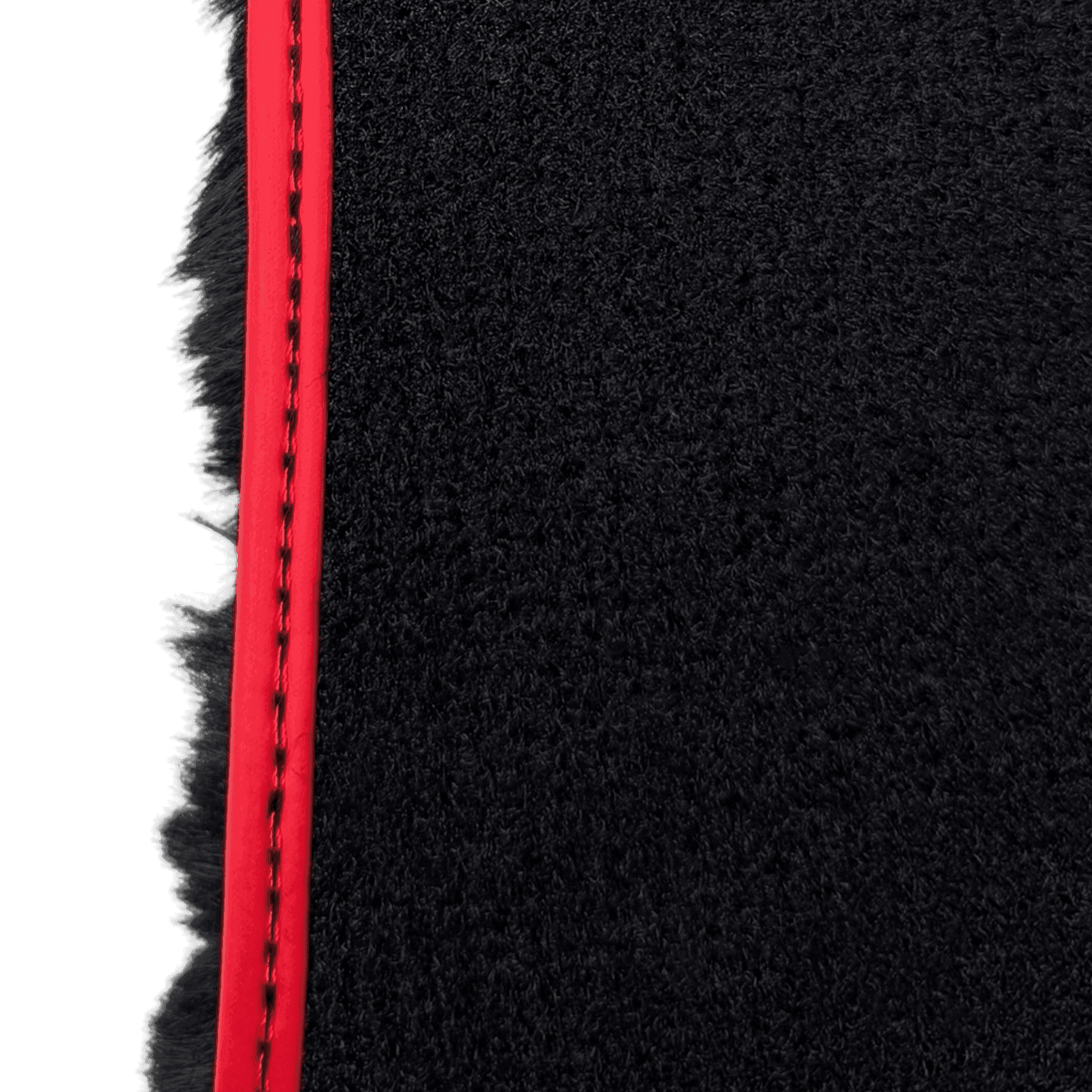 Black Sheepskin Floor Mats for Rolls Royce Cullinan (2018-2025) with Red Leather