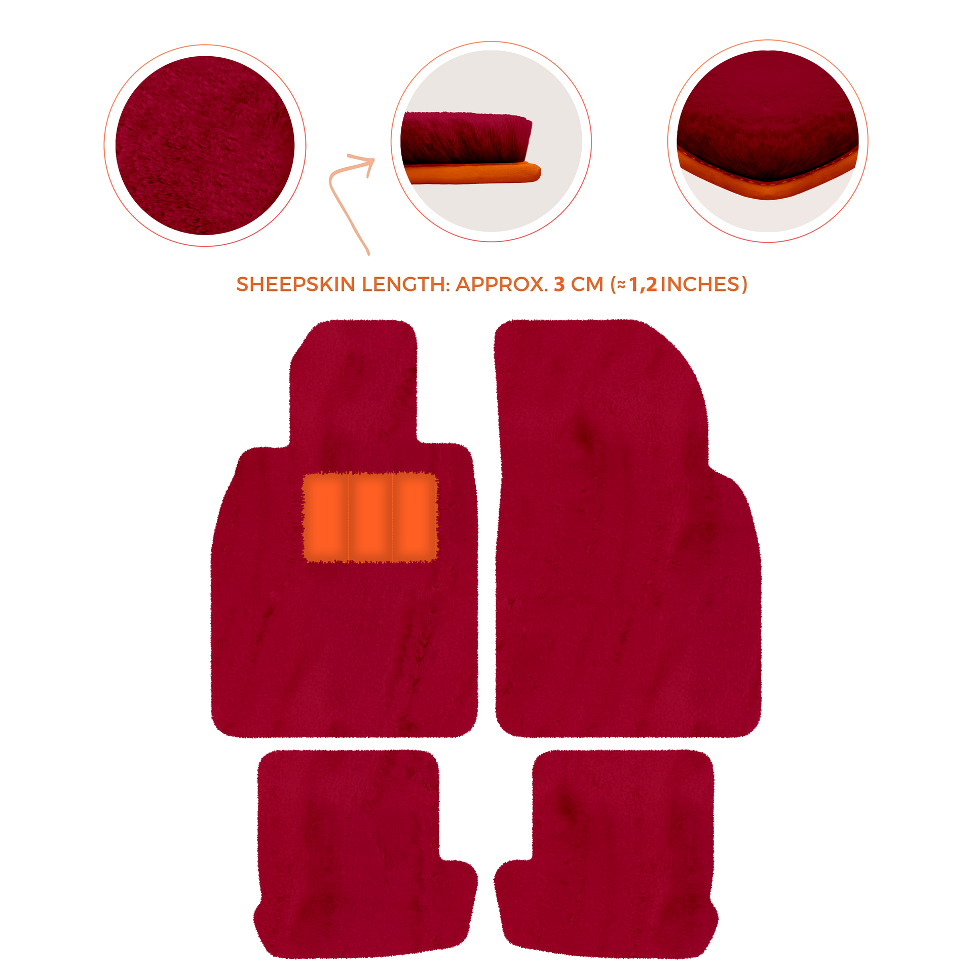 Premium Quality Sheepskin Floor Mats for Porsche 924 (1976-1988)