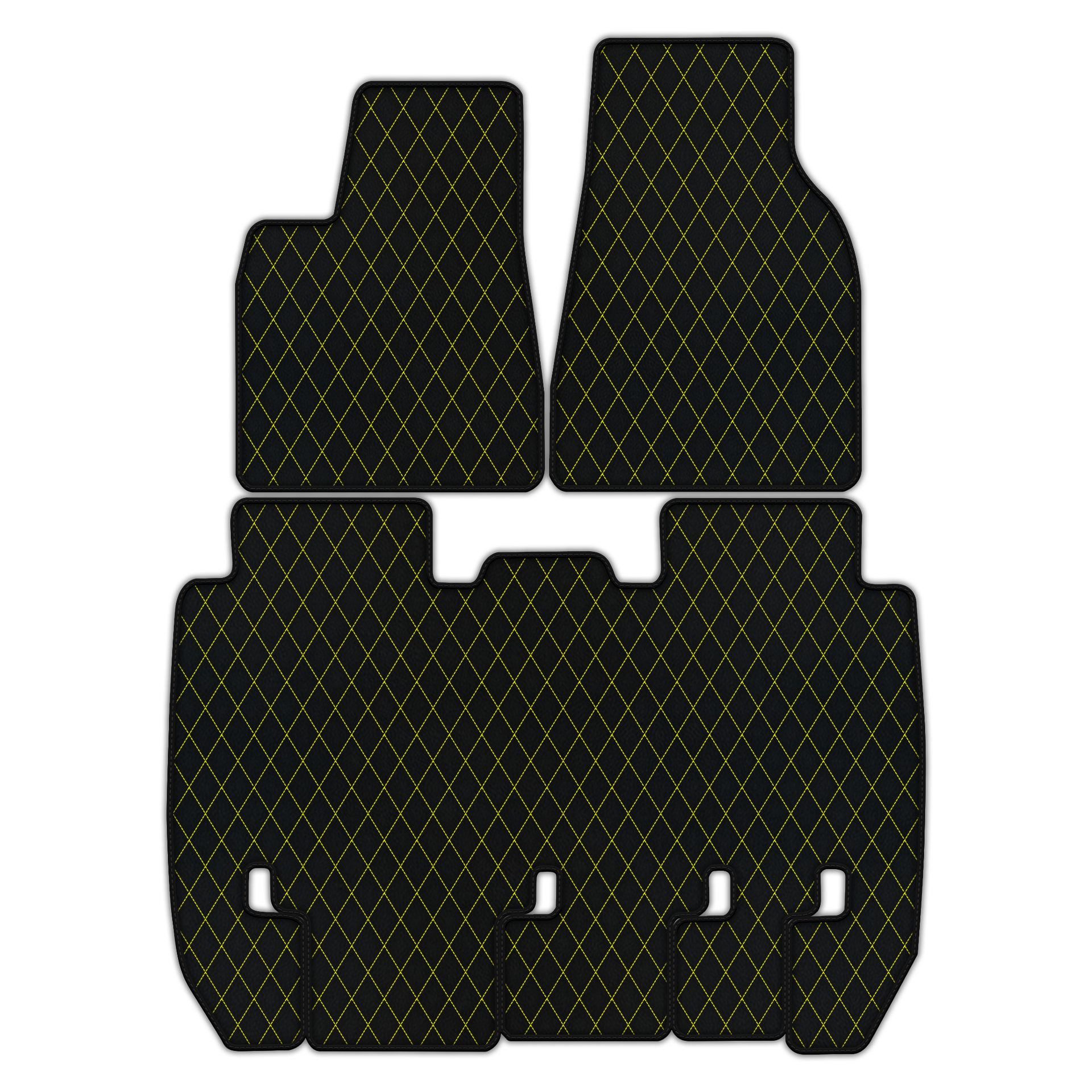 Customizable Leather Floor Mats with Single Diamond Pattern for Tesla Model X - 5 Seats (2016-2025)