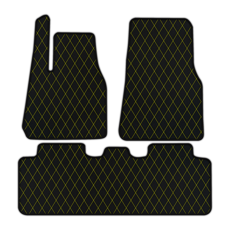 Customizable Leather Floor Mats with Single Diamond Pattern for Tesla Model Y (2020-2023)