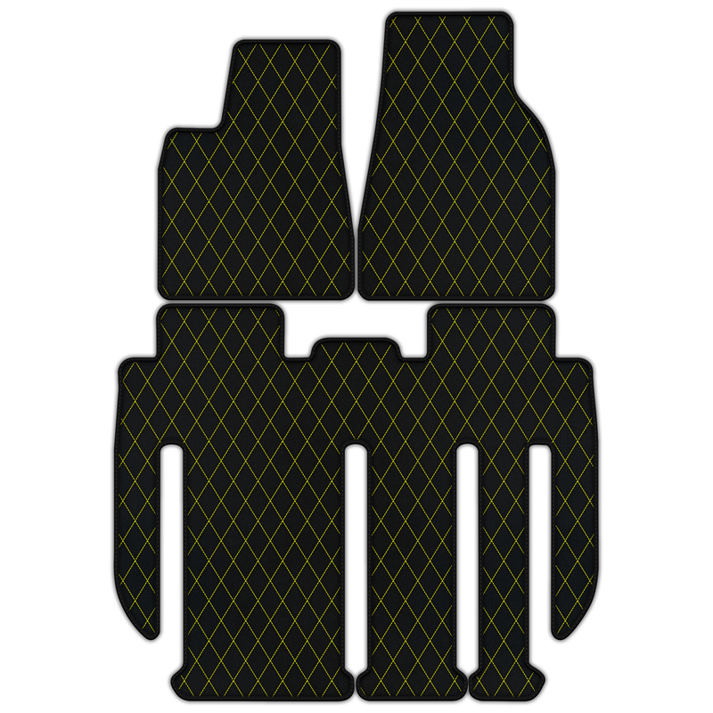 Customizable Leather Floor Mats with Single Diamond Pattern for Tesla Model X - 7 Seats (2017-2025)