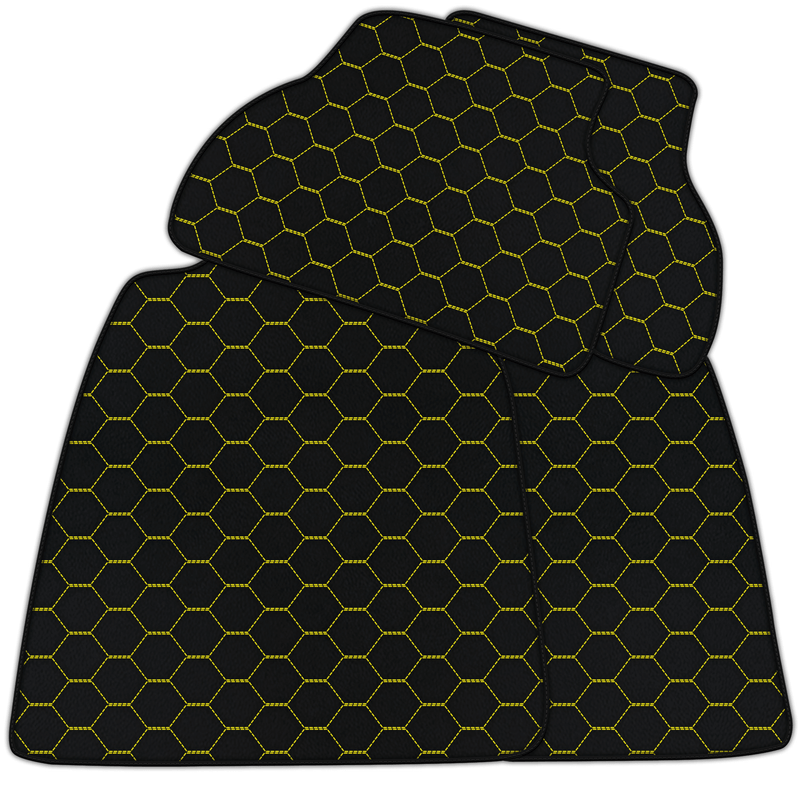 Customizable Leather Floor Mats with Symmetrical Hex Pattern for Audi A4 - B5 Sedan (1995 - 1999)