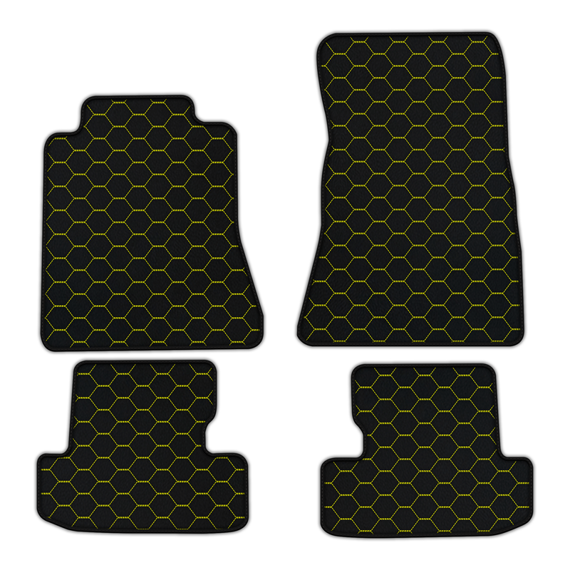 Customizable Leather Floor Mats with Symmetrical Hex Pattern for Ford Mustang VI (2015-2023)