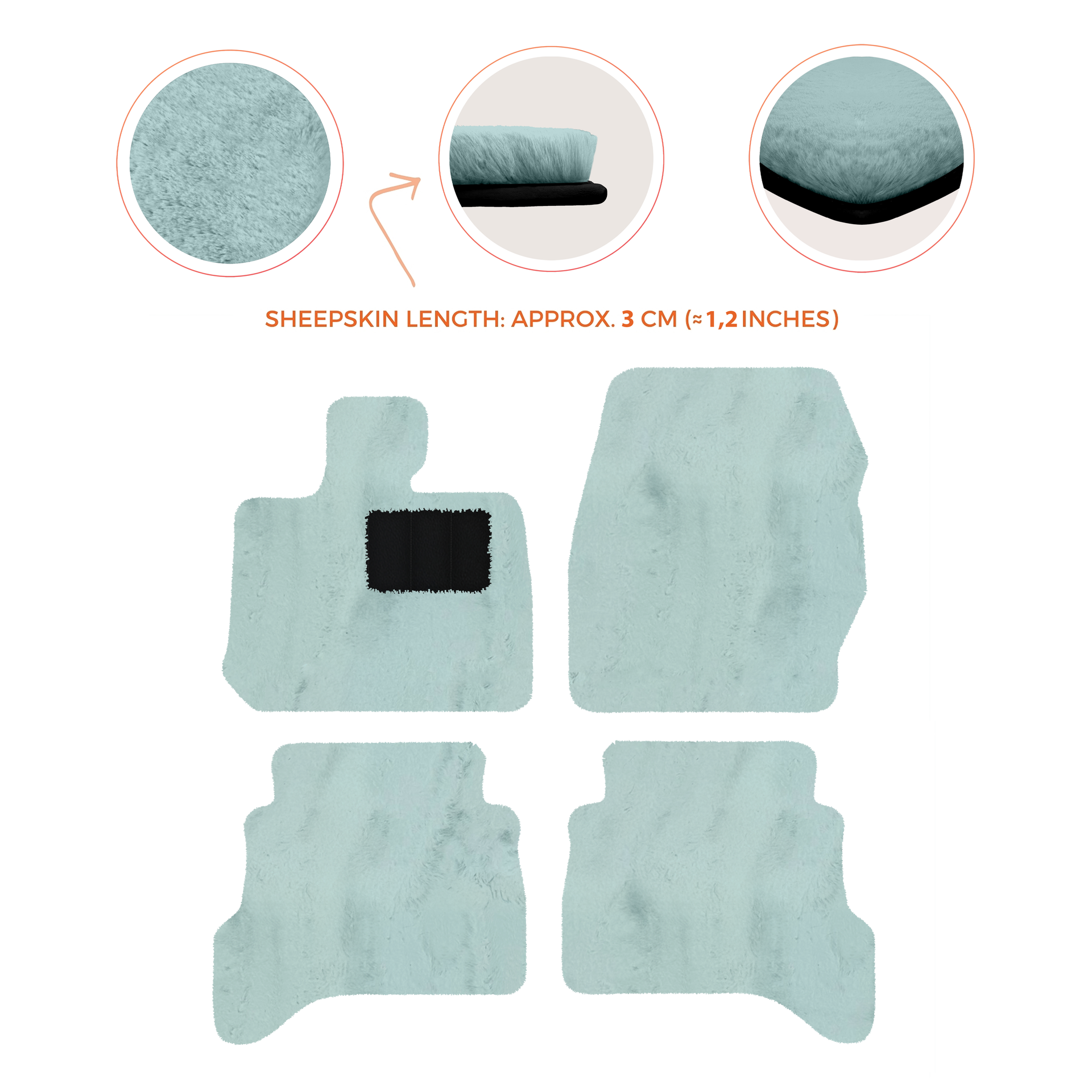 Premium Sheepskin Floor Mats for Land Rover Defender 90 (2007-2020)