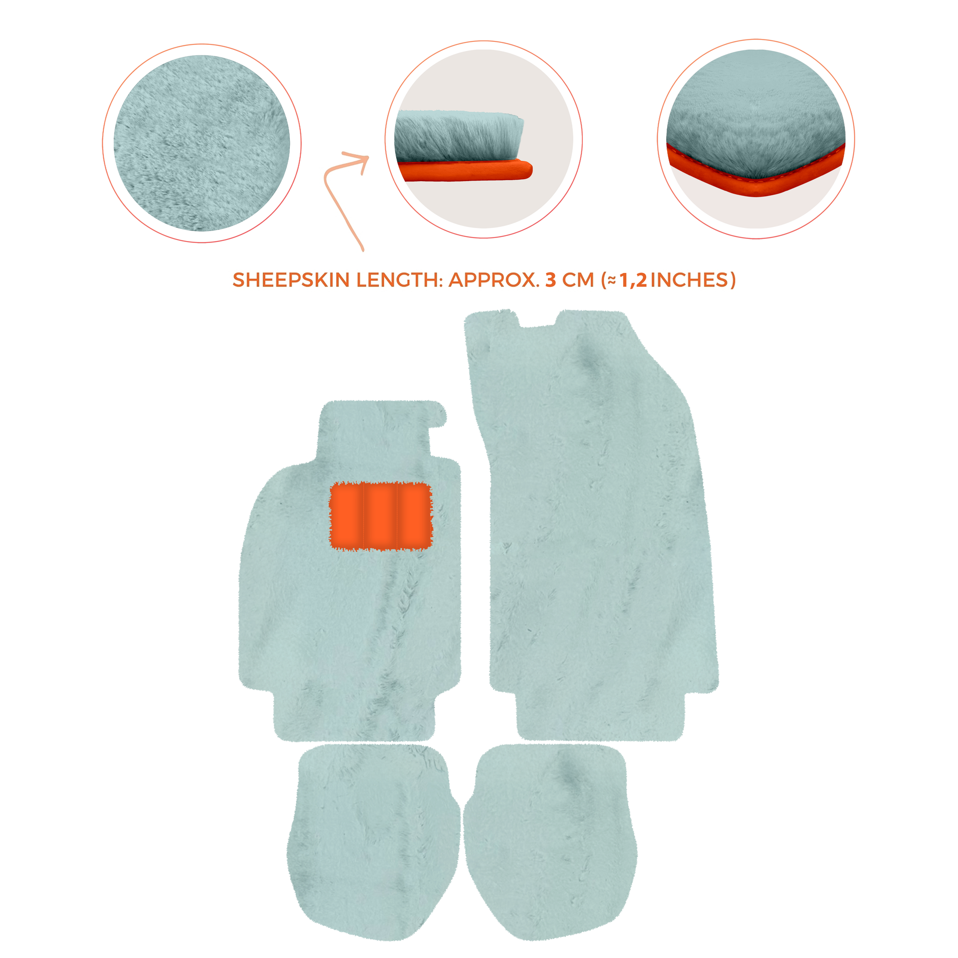 Sheepskin Floor Mats for Porsche 911 - 964 (1989-1994) - Sheepskin Length, Various Color Options - AutoWin