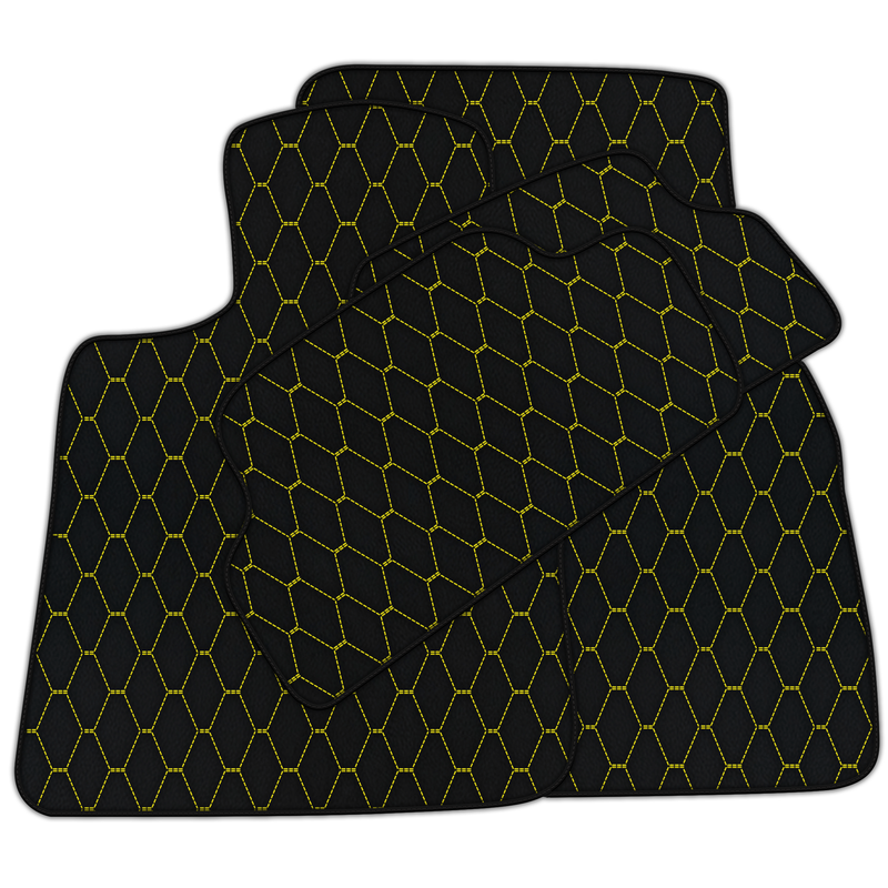 Customizable Leather Floor Mats with Vertical Hex Pattern for Mini Cooper/One R50 (2001-2007)