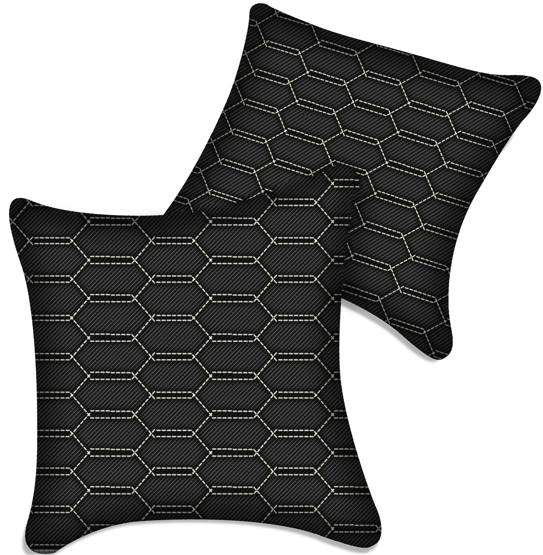 Customizable Black Carbon Fiber Pillows Set of 2 for All Vehicles