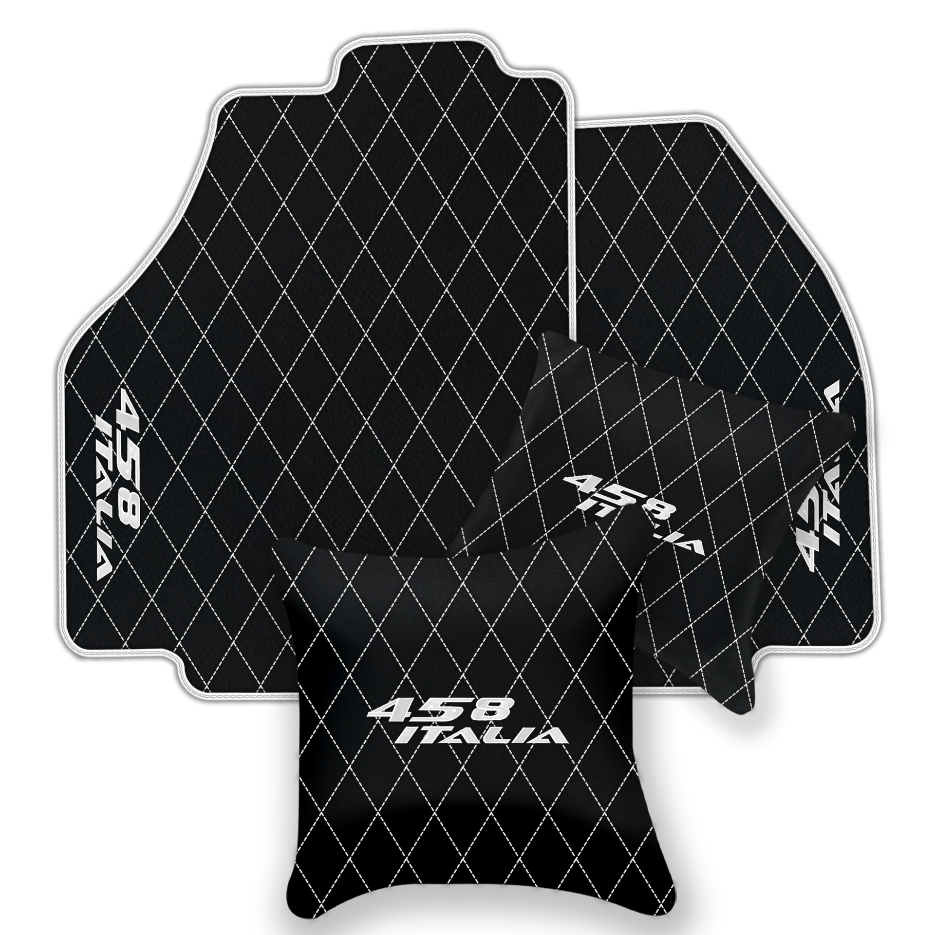 Premium Black Leather Floor Mats for Ferrari 458 Spider (2012-2015)