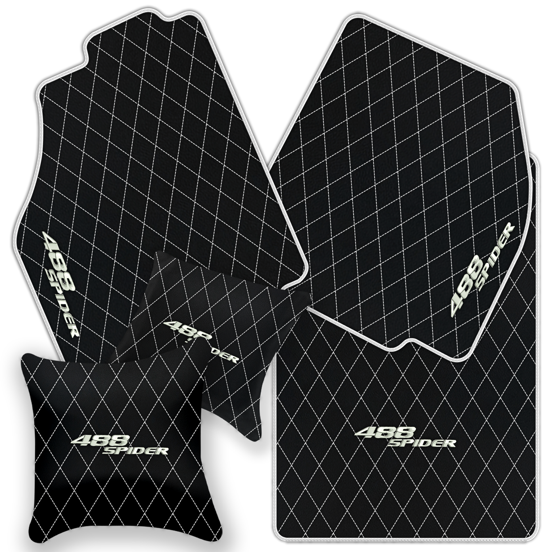 Premium Black Leather Floor Mats for Ferrari 488 Pista Spider