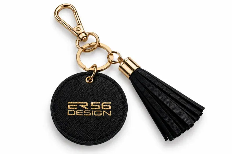Black leather ER56 car keychain