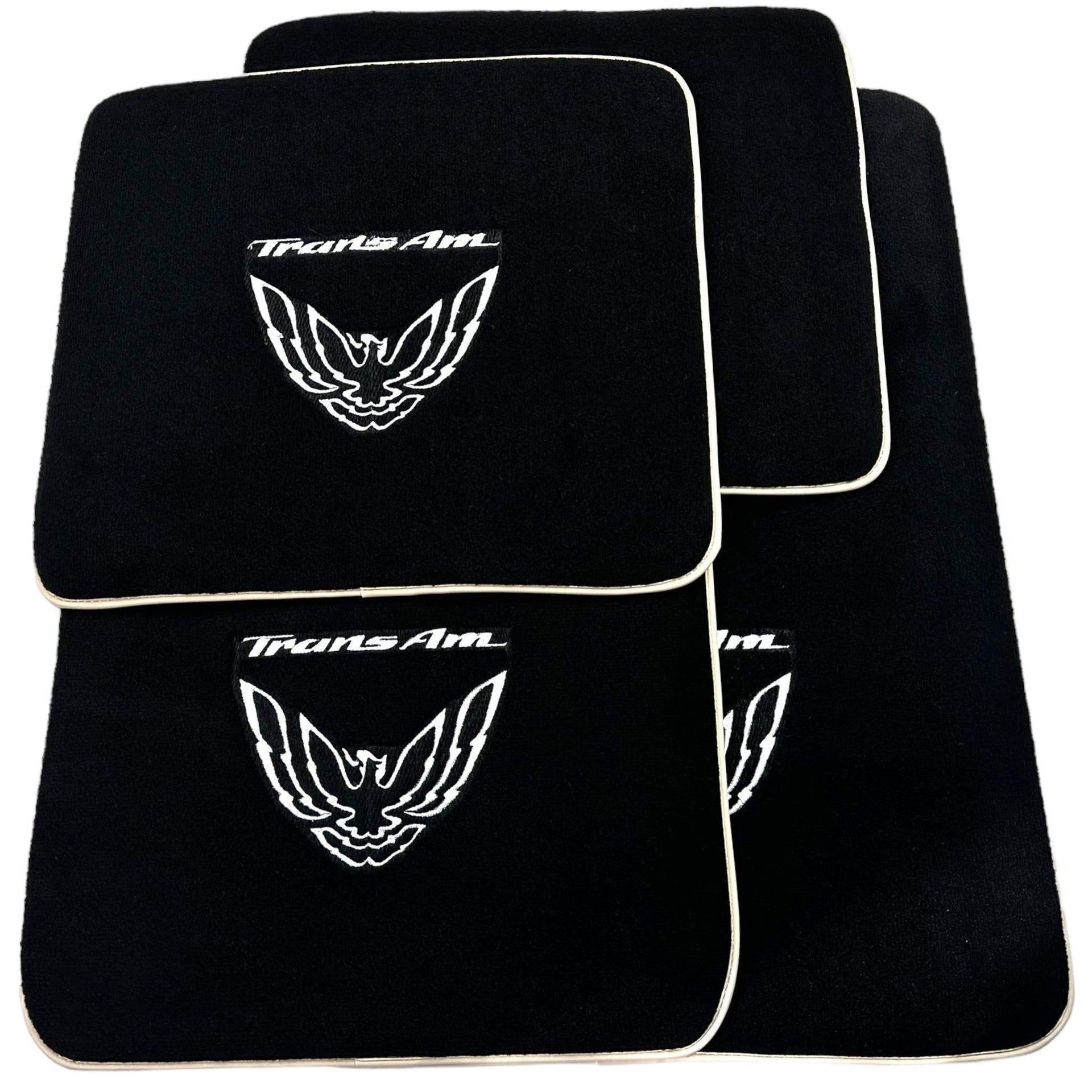 Black Floor Mats Beige Trim for Pontiac FireBird (1970-1981) Trans Am - AutoWin