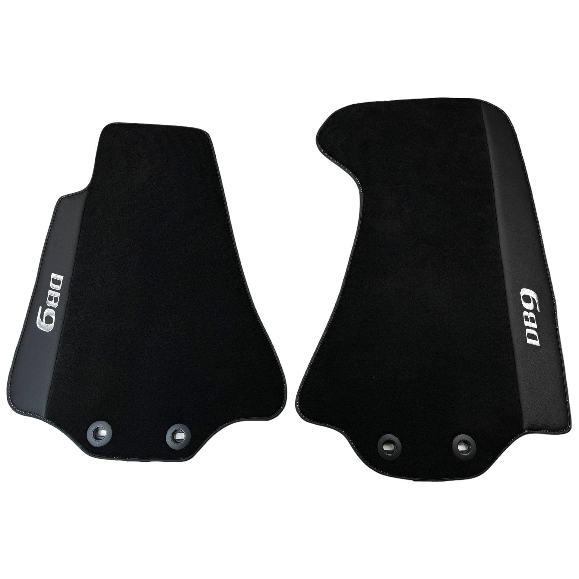 Black Floor Mats for Aston Martin DB9 (2004-2016) with Leather - AutoWin