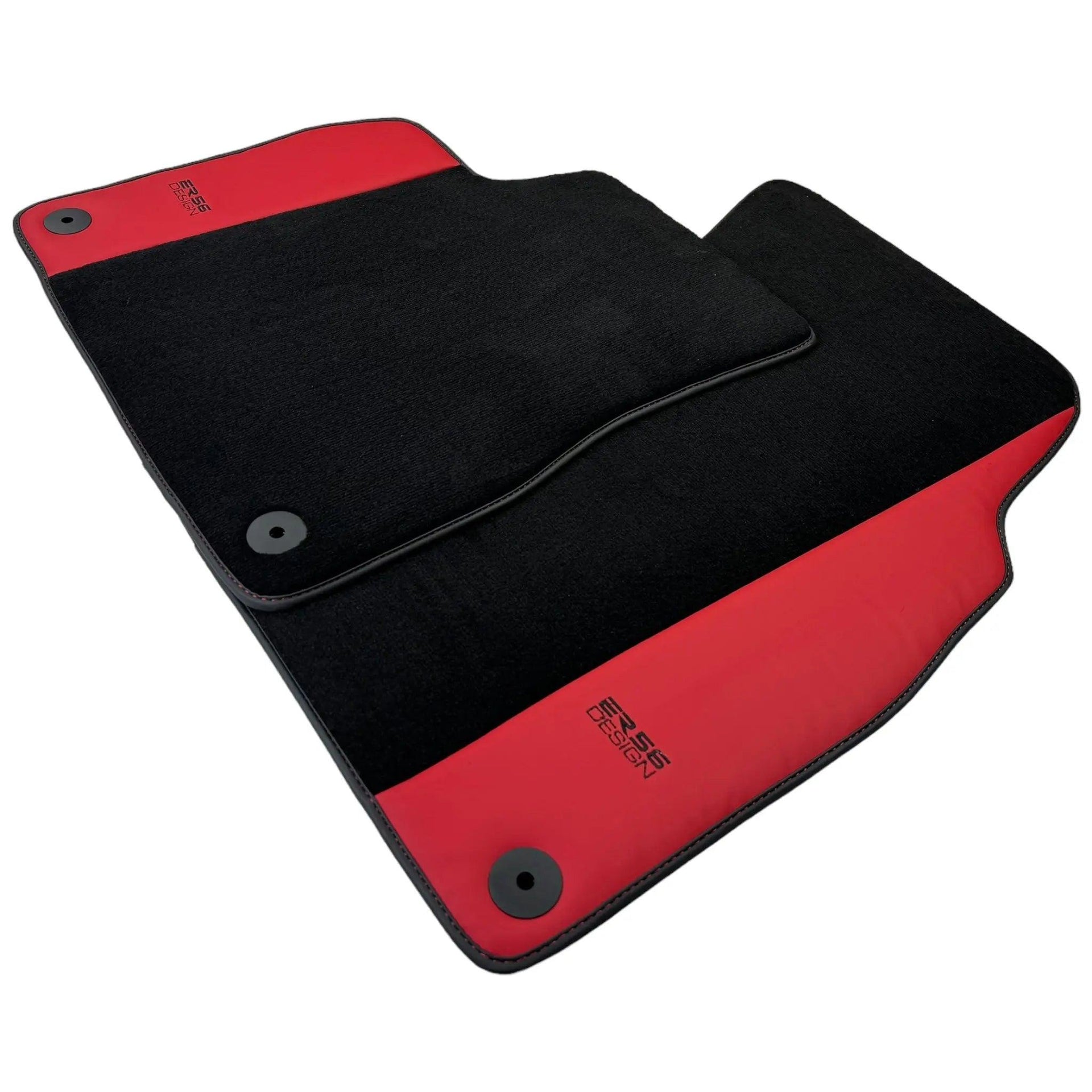 Black Floor Mats for Audi Q8 e-tron Sportback (2023-2025) with Red Leather | ER56 Design - AutoWin